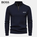 PureClo™ HB Zip-Up Sweater in Navy Blue – classic color that embodies timeless confidence and quiet refinement.