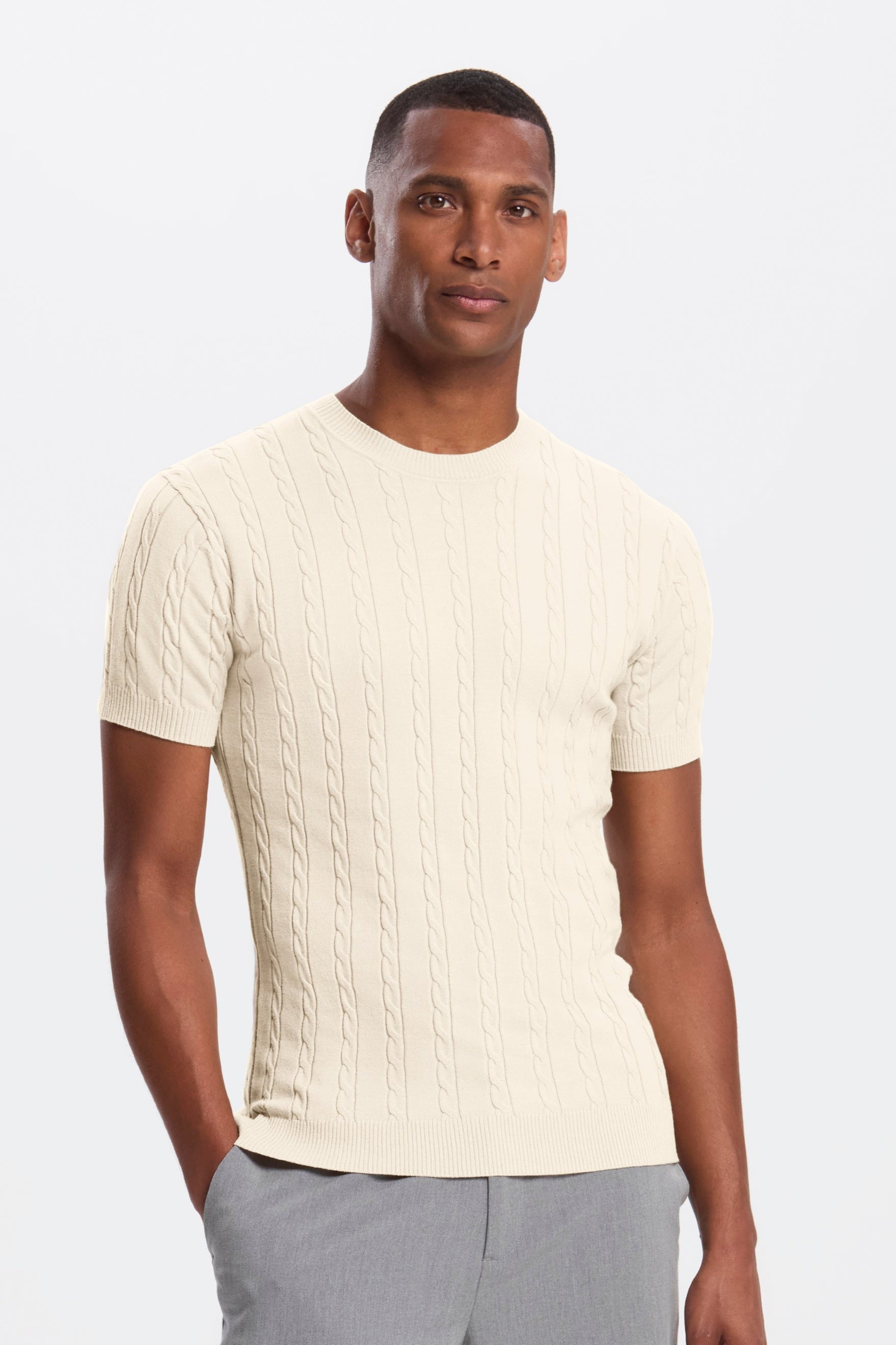 THE CABLE SHORT SLEEVE T-SHIRT - PURECLO