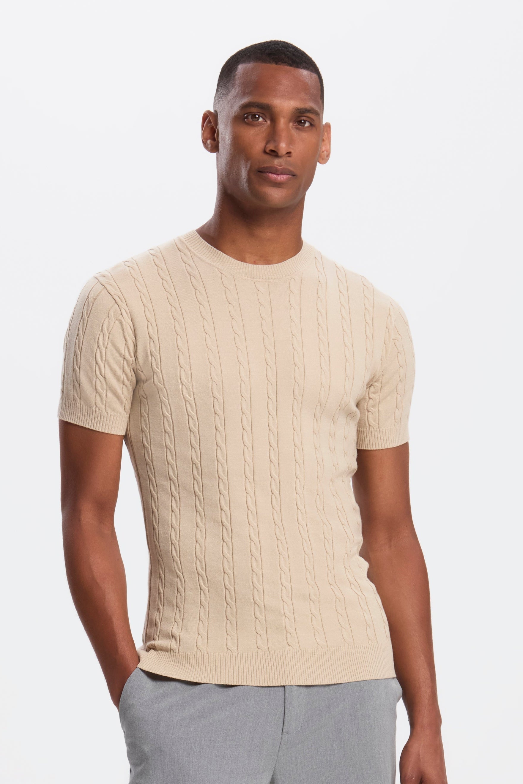 THE CABLE SHORT SLEEVE T-SHIRT - PURECLO