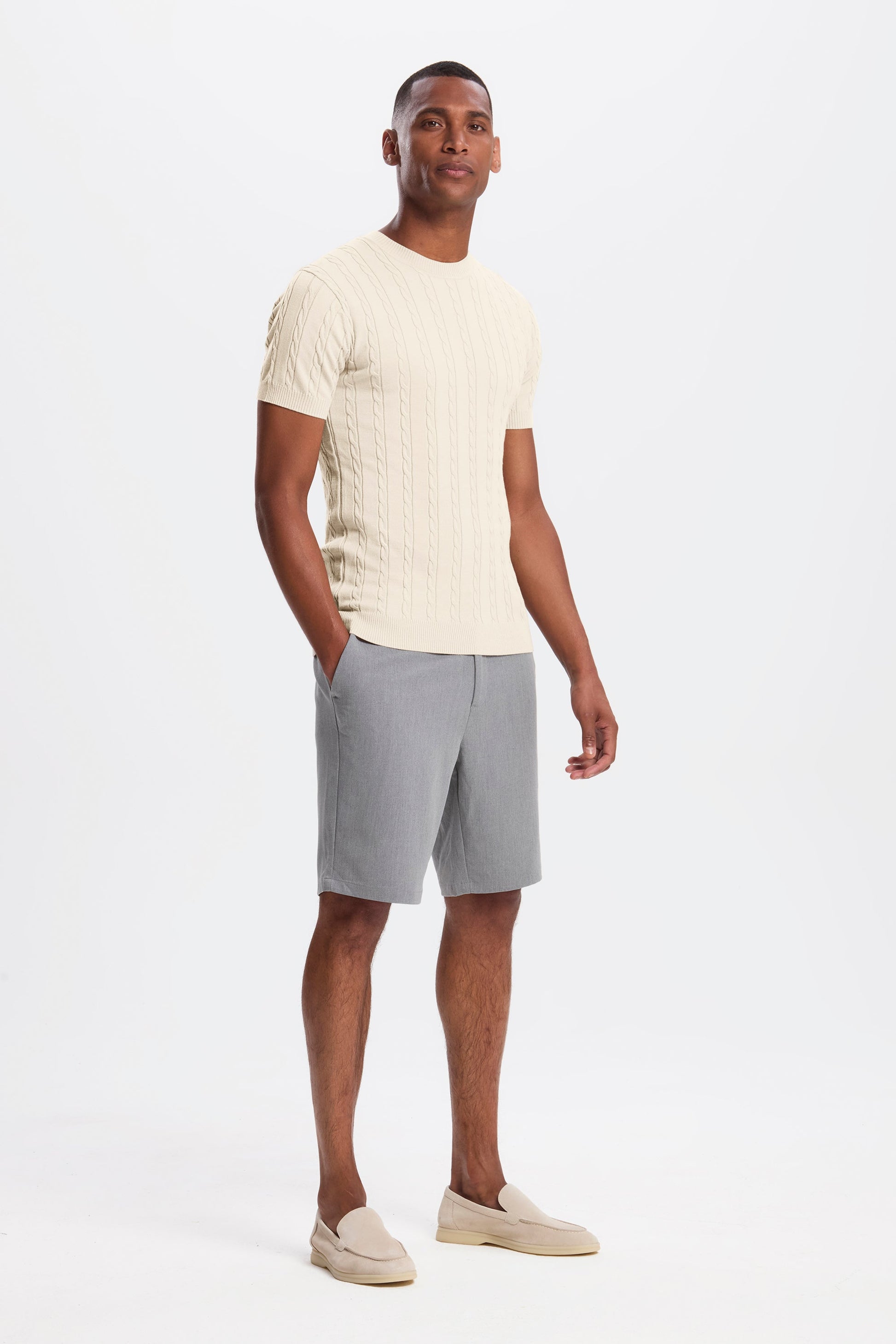 THE CABLE SHORT SLEEVE T-SHIRT - PURECLO