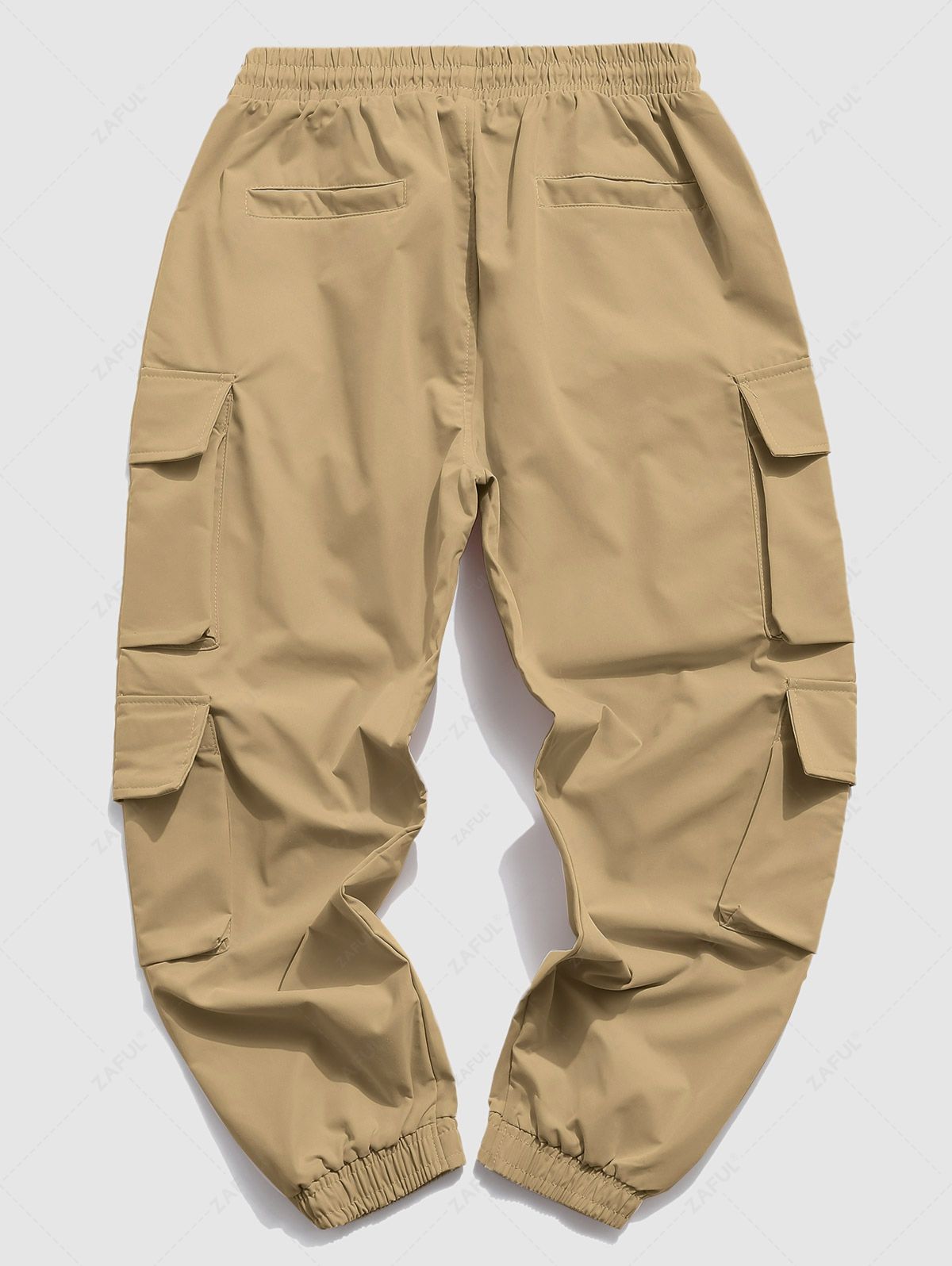 Multi Flap Pockets Drawstring Cargo Jogger Techwear Pants COFFEE KHAKI - PURECLO