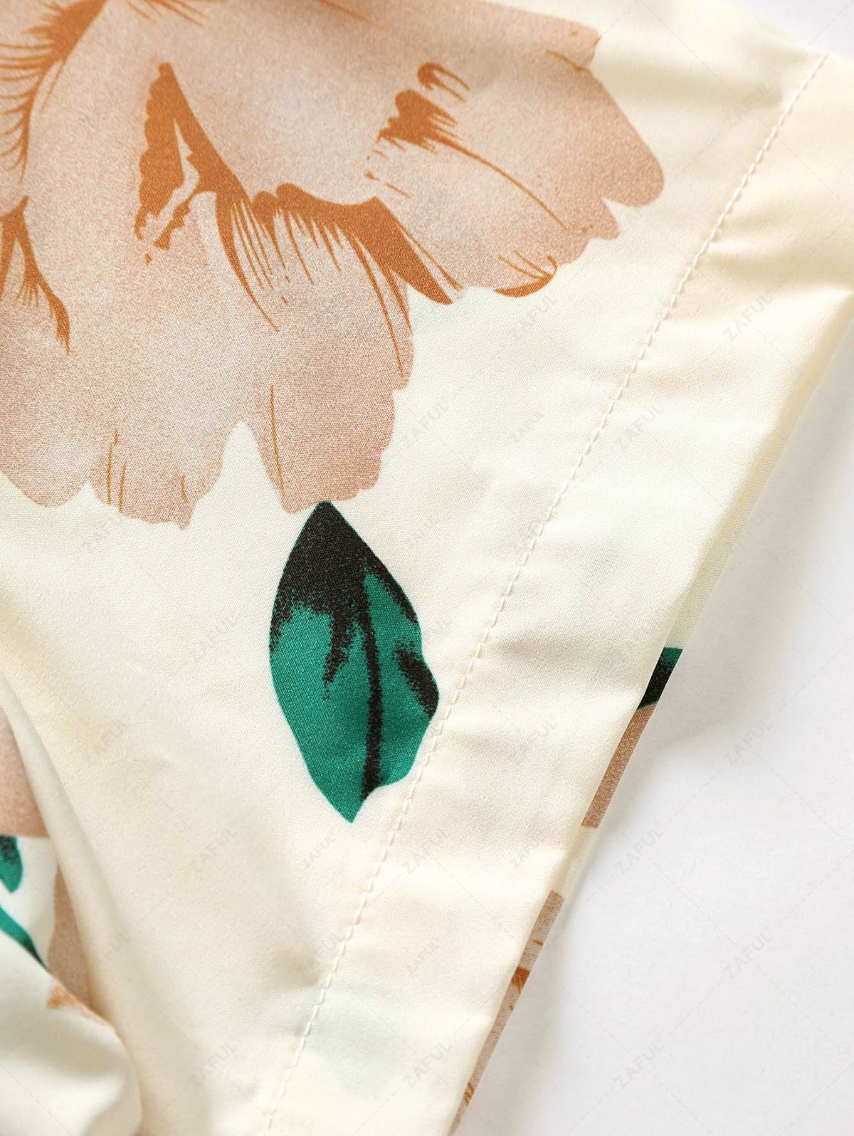 Floral Pattern Short Sleeves Vacation Shirt LIGHT COFFEE YELLOW LIGHT GREEN - PURECLO