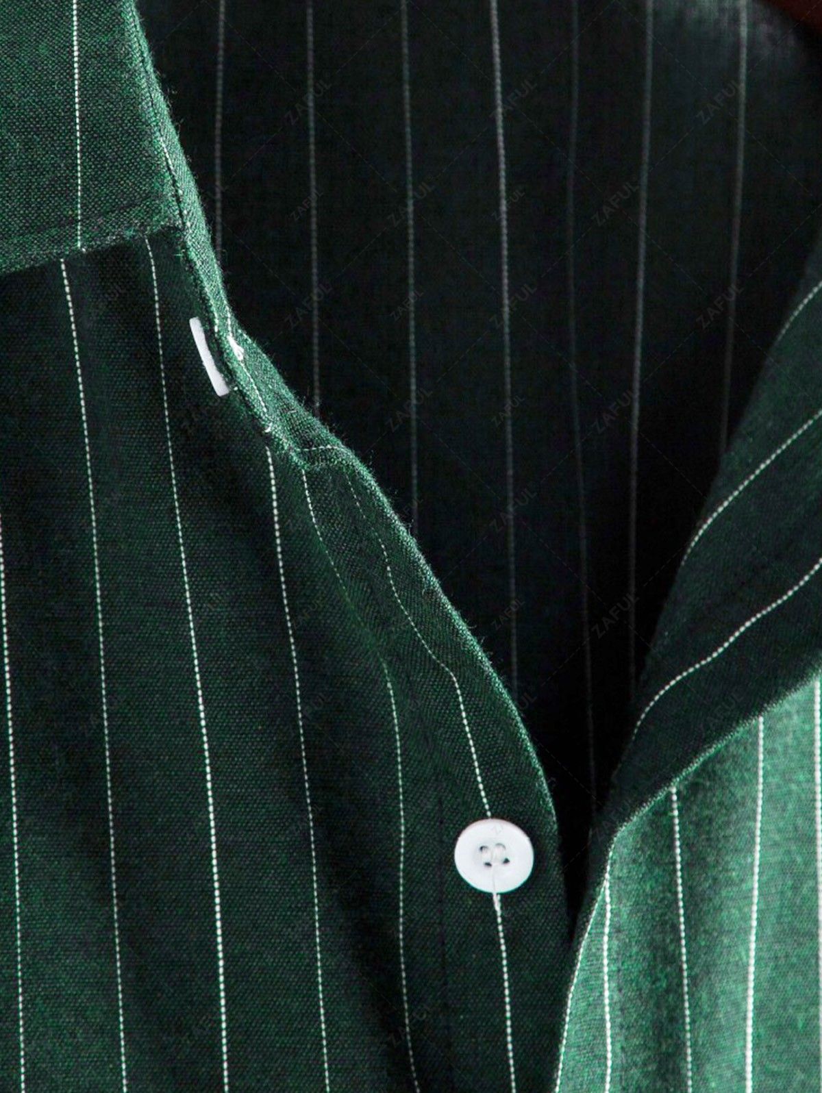 Men\'s Vertical Striped Pattern Short Sleeves Button Fly Casual Summer Shirt GREEN - PURECLO