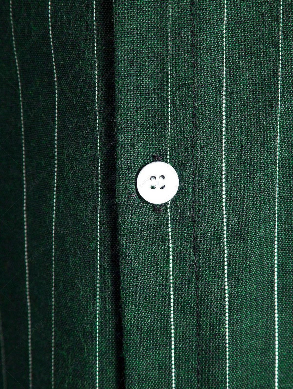 Men\'s Vertical Striped Pattern Short Sleeves Button Fly Casual Summer Shirt GREEN - PURECLO