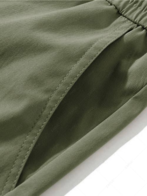 Letter Printed Large Pockets Design Cargo Pants ARMY GREEN - PURECLO