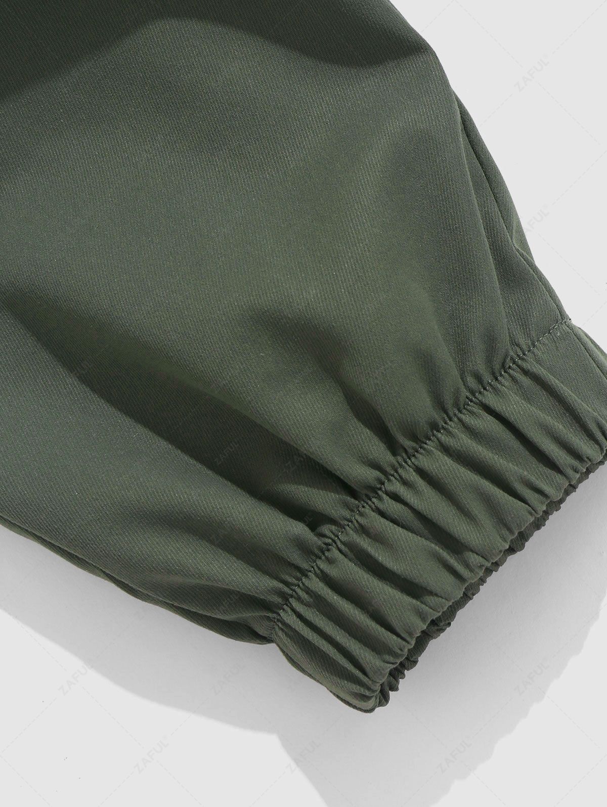 Solid Color Multi-pocket Design Beam Feet Cargo Pants DEEP GREEN - PURECLO