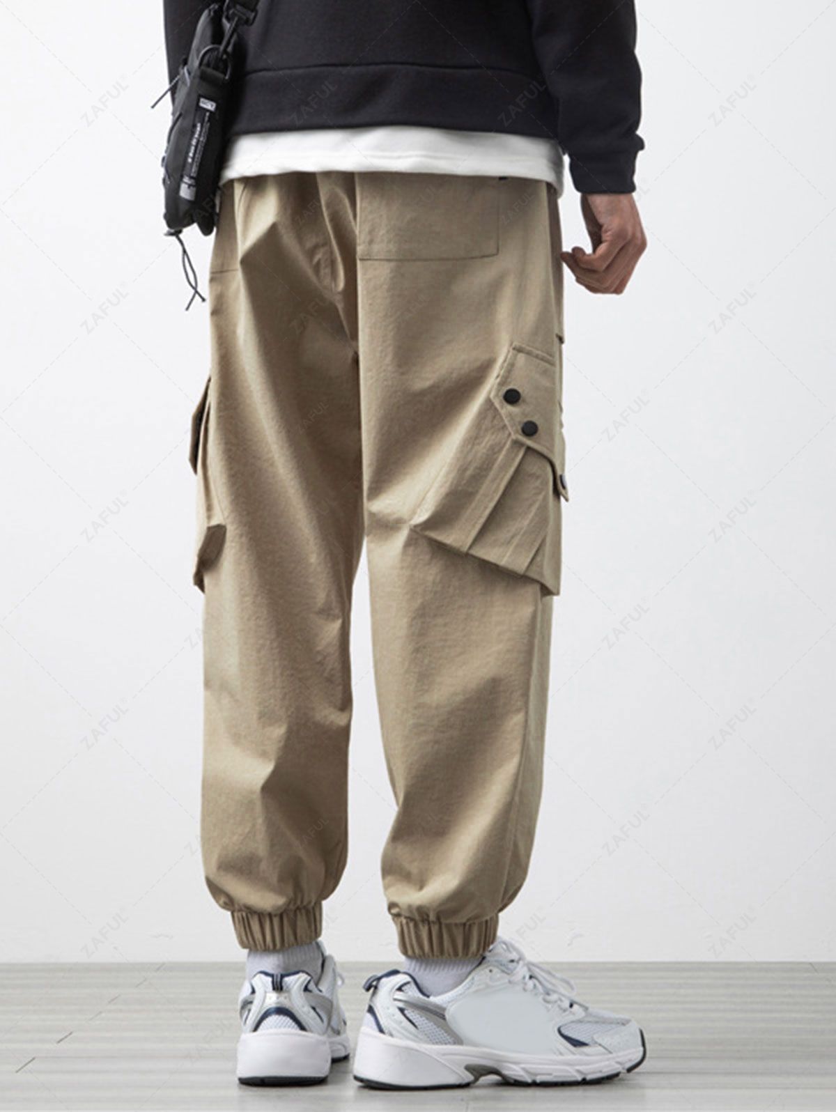 Stereoscopic Pockets Design Cargo Pants LIGHT COFFEE BLACK - PURECLO
