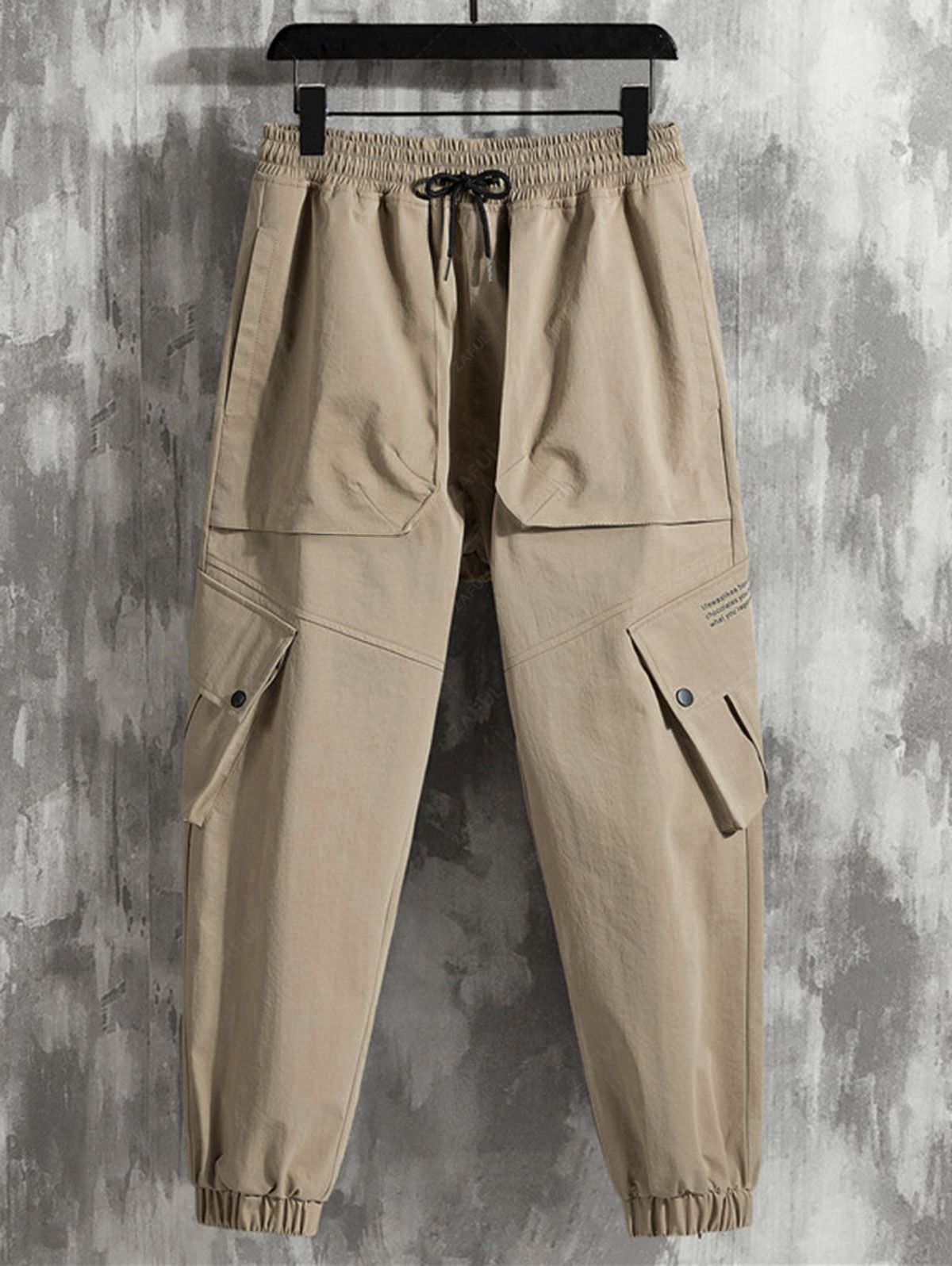 Stereoscopic Pockets Design Cargo Pants LIGHT COFFEE BLACK - PURECLO