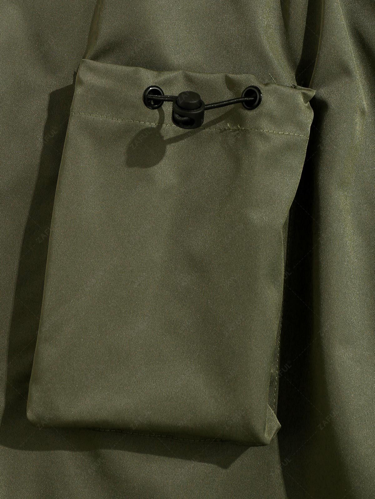 ZAFUL Techwear Buckle Belt Solid Color Windbreaker Cargo Parachute Pants GREEN - PURECLO