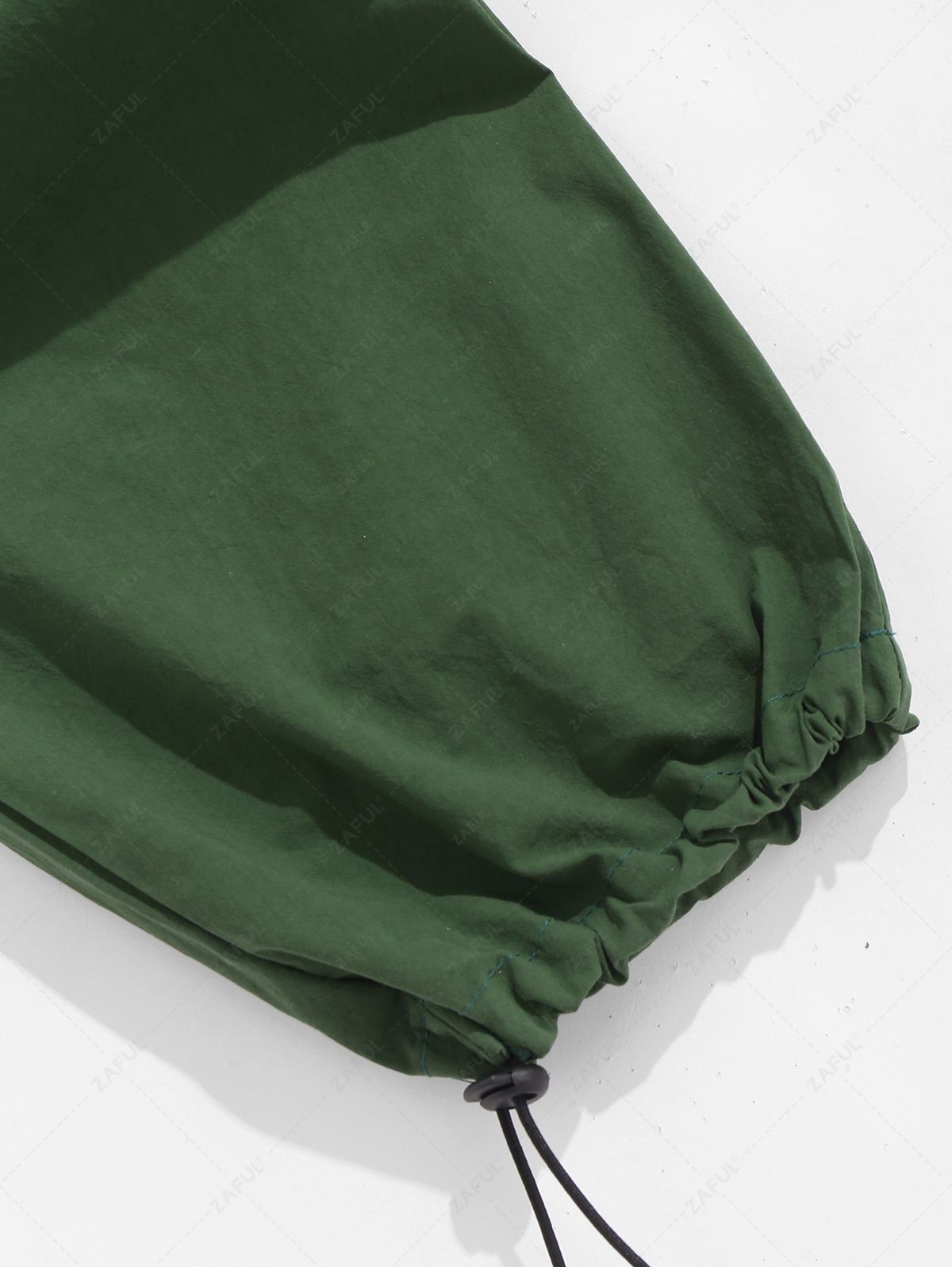 ZAFUL Solid Color Toggle Drawstring Ruched Jogger Cargo Pants DEEP GREEN - PURECLO