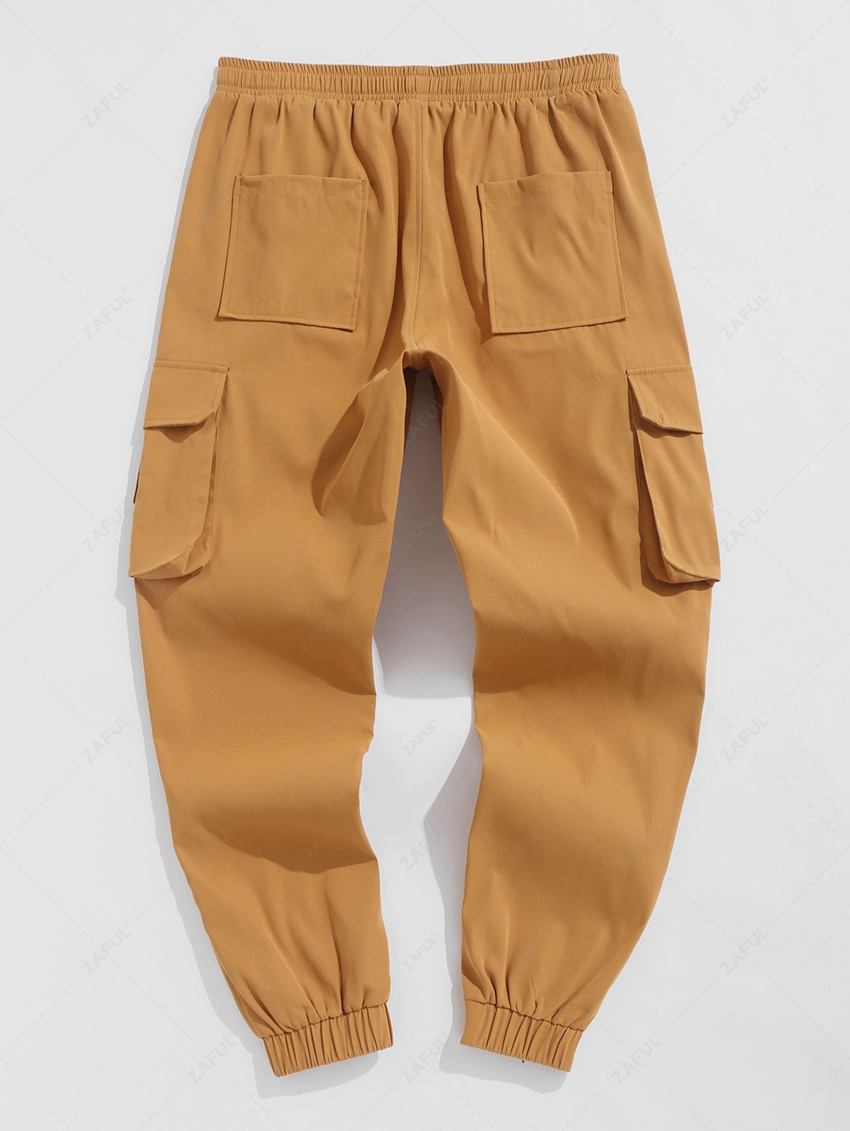Button and Large Pocket Design Cargo Pants CINNAMON - PURECLO