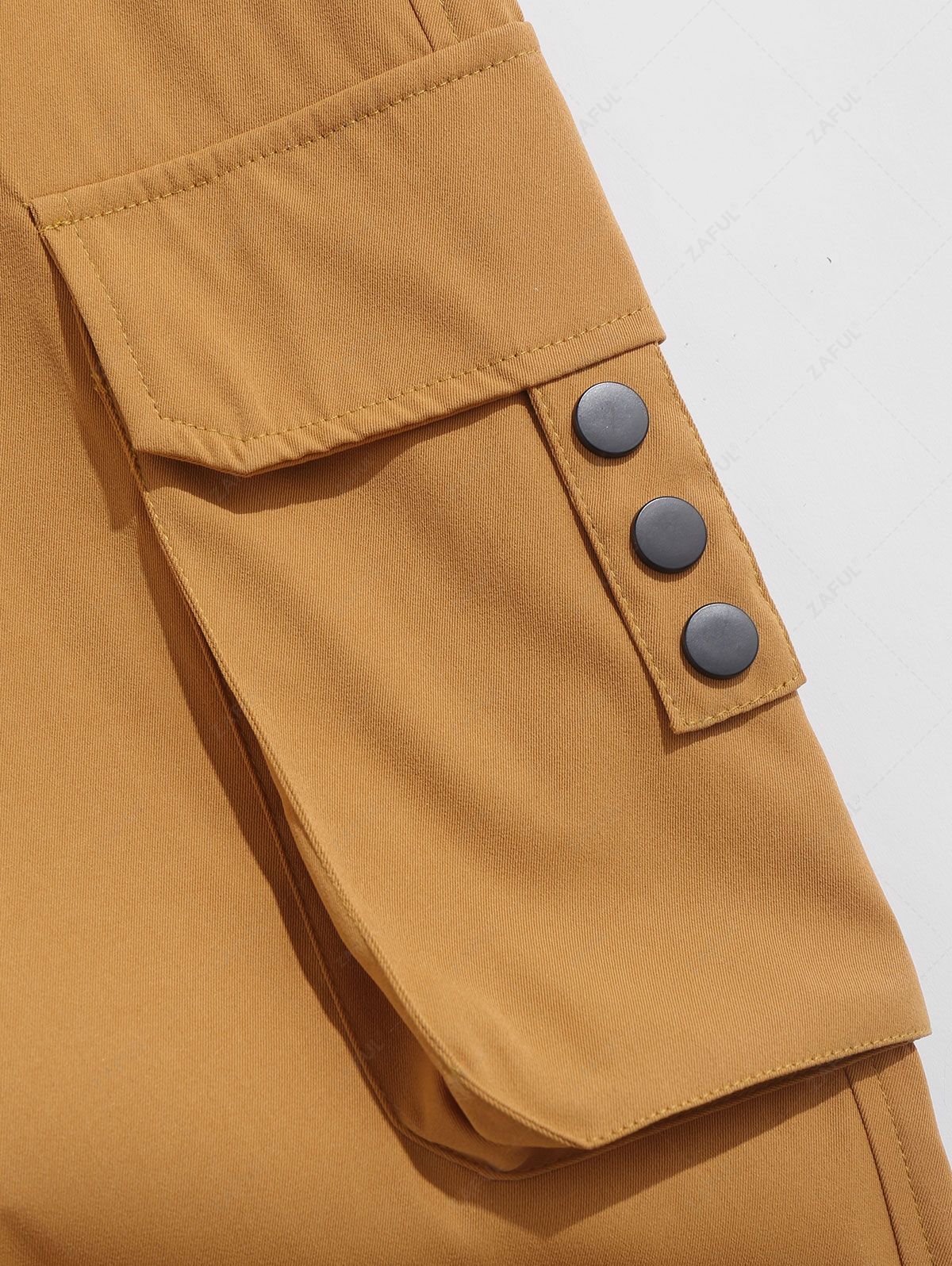 Button and Large Pocket Design Cargo Pants CINNAMON - PURECLO