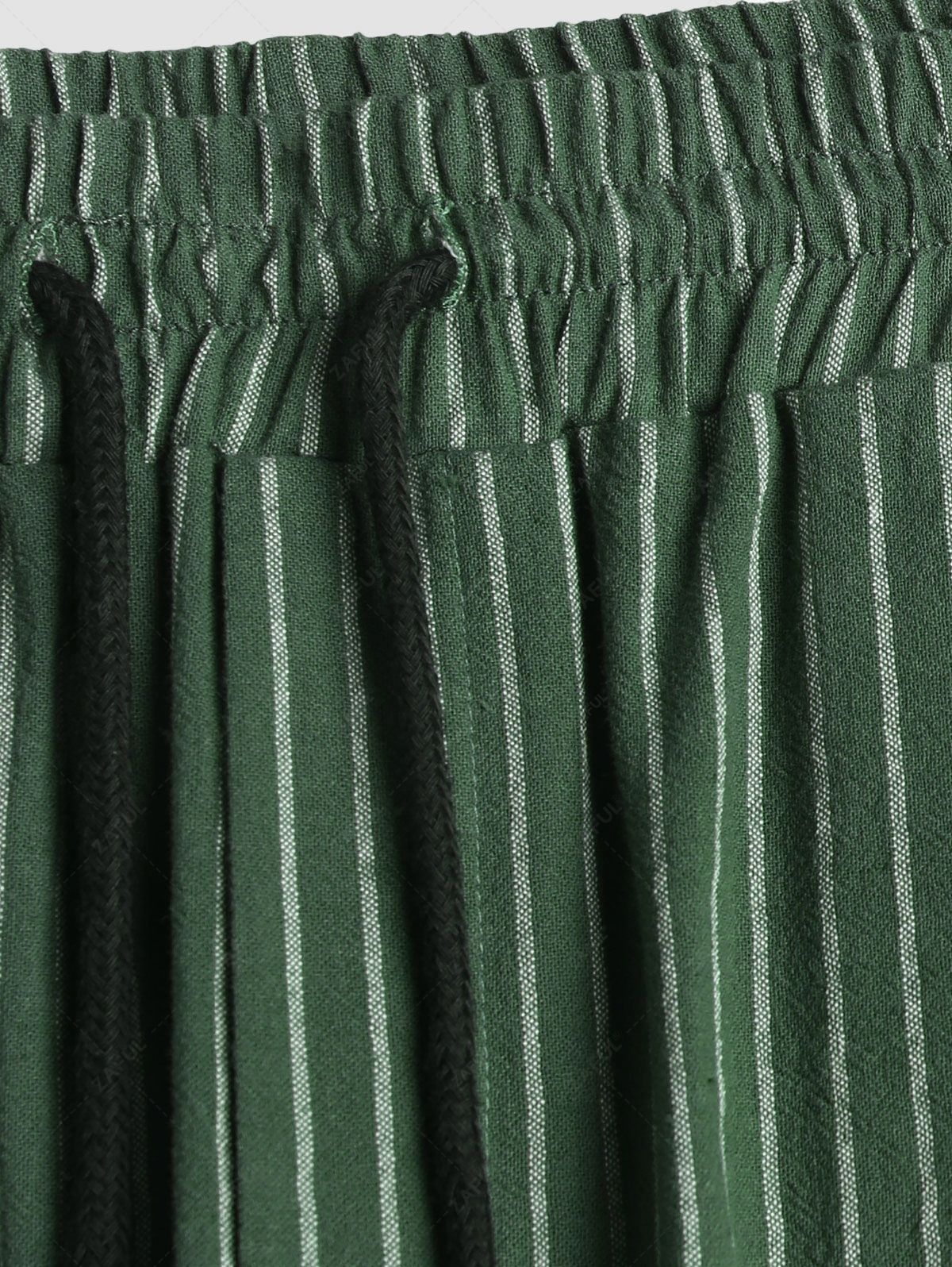 ZAFUL Striped Drawstring Casual Pants DEEP GREEN - PURECLO