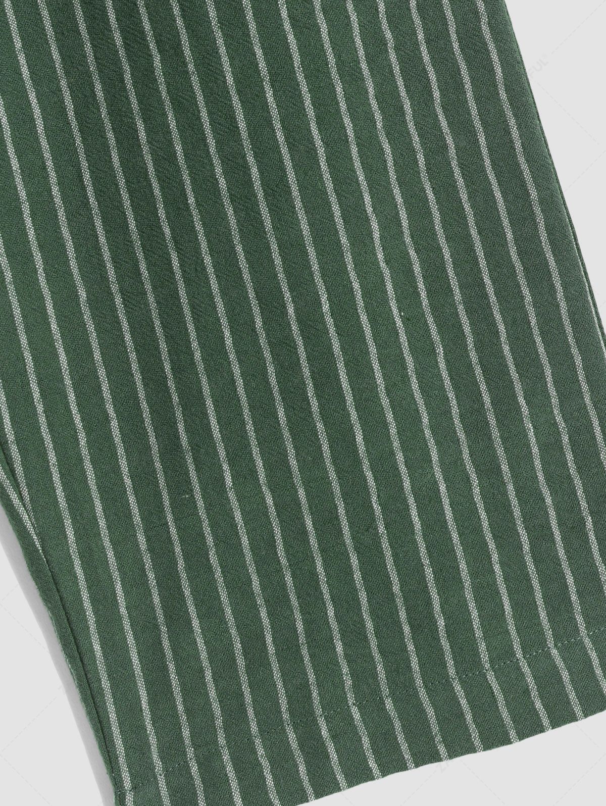 ZAFUL Striped Drawstring Casual Pants DEEP GREEN - PURECLO