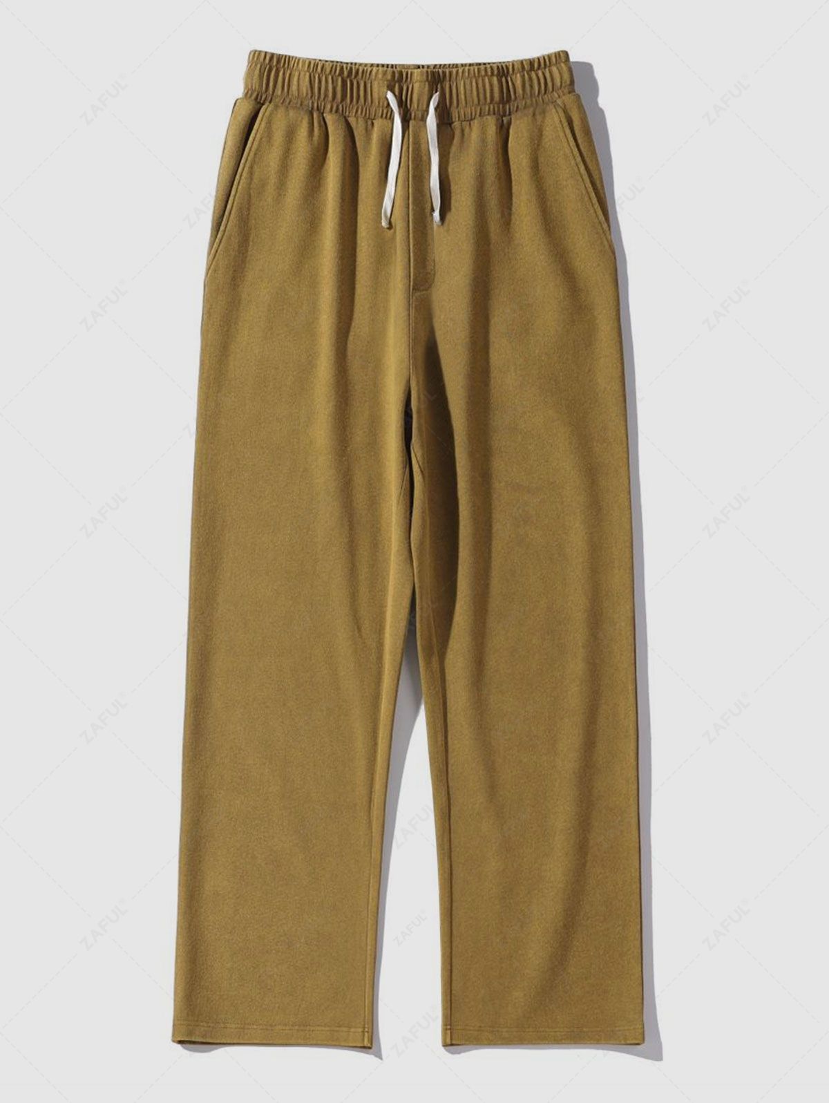 Solid Color Drawstring Basic Casual Pants COFFEE BLACK - PURECLO
