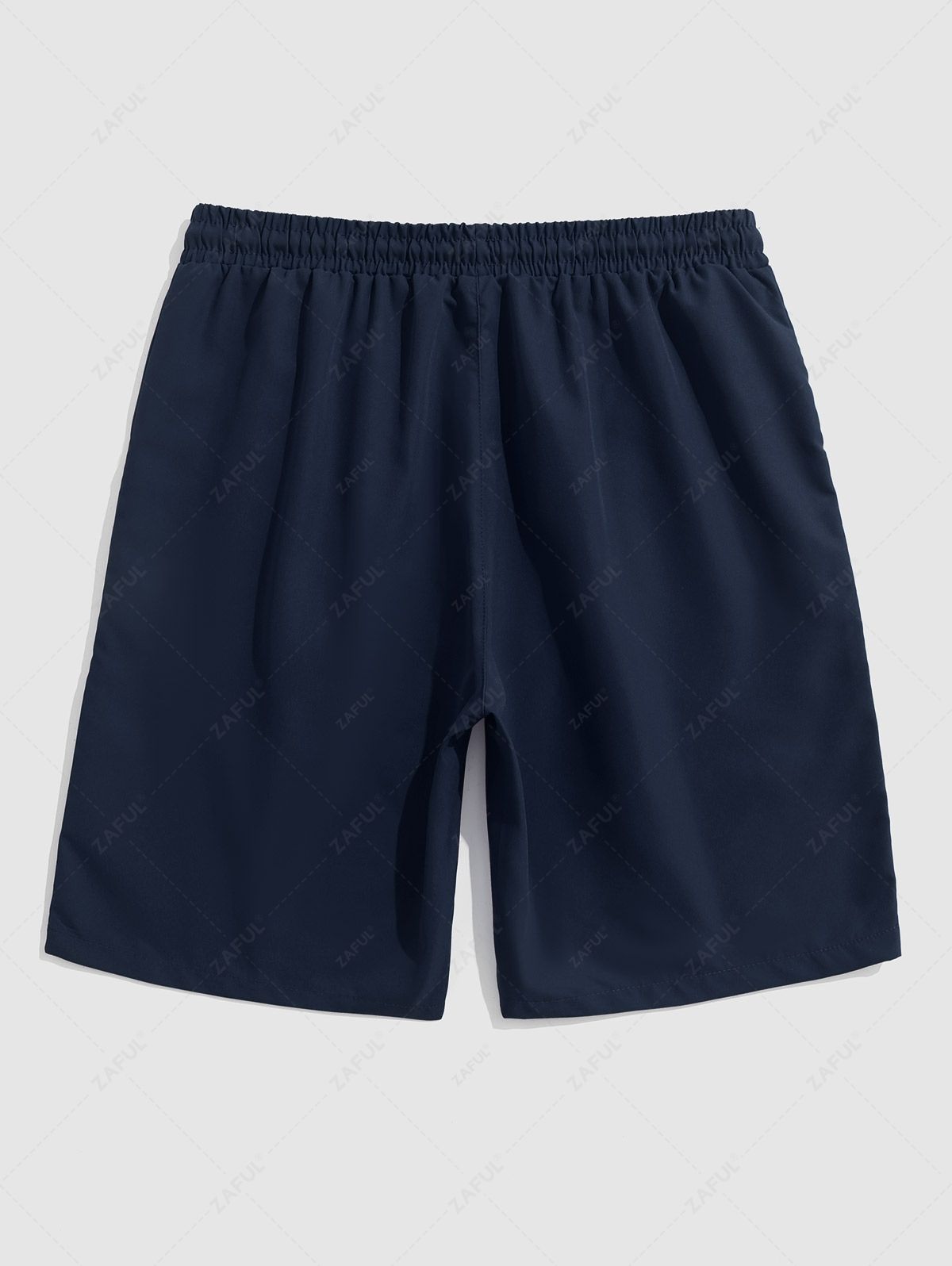 Men\'s Half Buttoned Casual Vertical Striped Office Pullover Shirt and Basic Casual Shorts Set BLUE WHITE - PURECLO