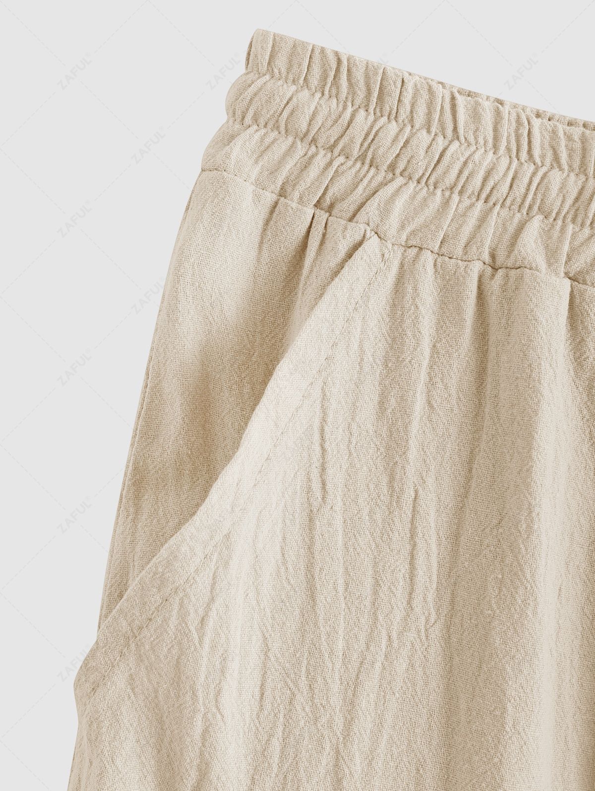 Solid Color Basic Linen Pants LIGHT COFFEE LIGHT GREEN GRAY LIGHT BLUE - PURECLO