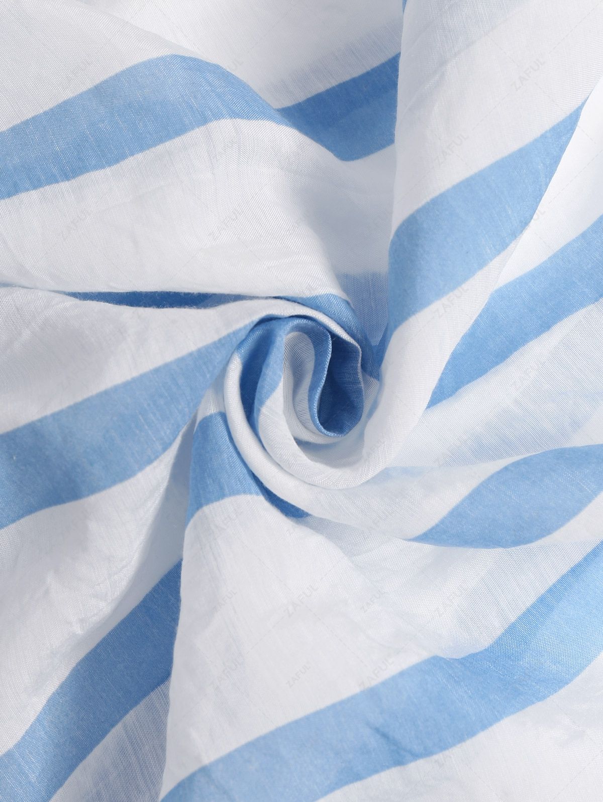 ZAFUL Vertical Striped Button Placket Stand Collar Popover Shirt LIGHT BLUE - PURECLO