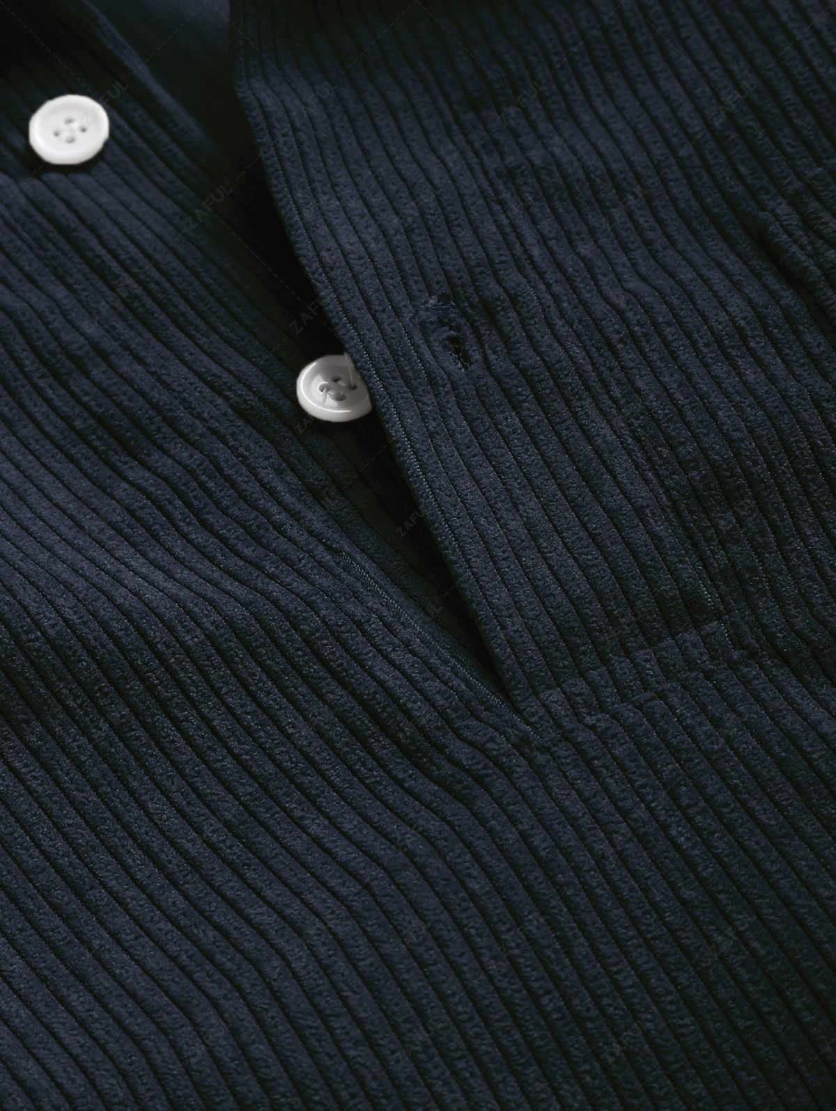 ZAFUL Solid Color Half Button Pocket Corduroy Long Sleeves Collared Shirt DEEP BLUE LIGHT COFFEE YELLOW LIGHT GREEN LIGHT GRAY - PURECLO