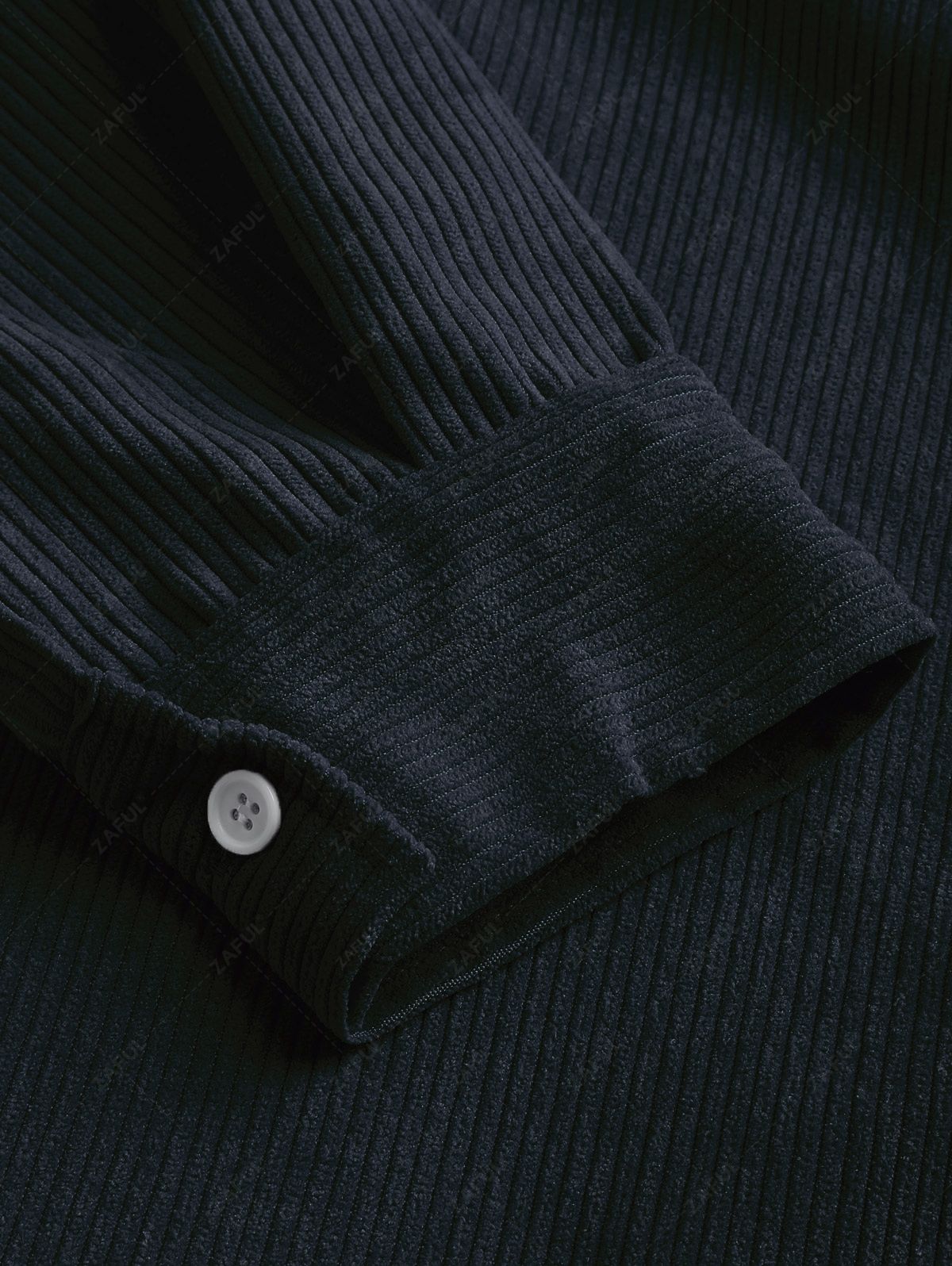 ZAFUL Solid Color Half Button Pocket Corduroy Long Sleeves Collared Shirt DEEP BLUE LIGHT COFFEE YELLOW LIGHT GREEN LIGHT GRAY - PURECLO