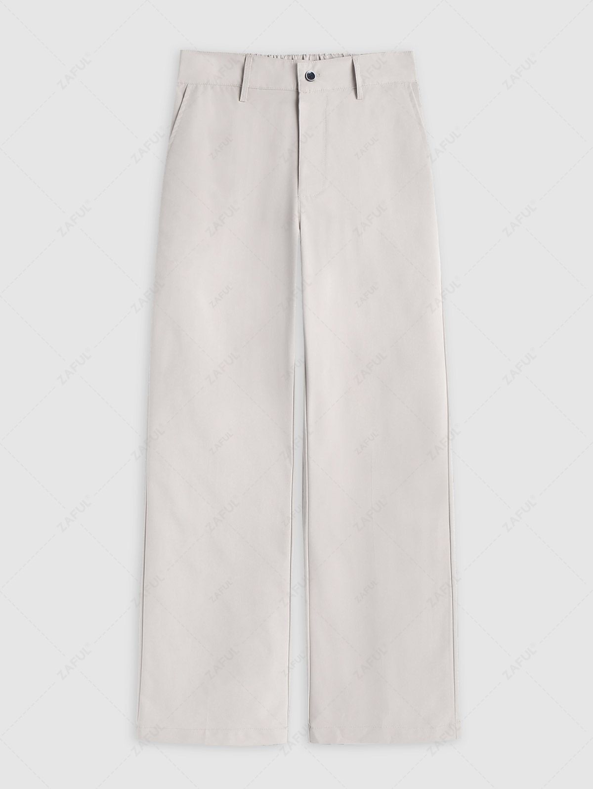 Men\'s Daily Casual Solid Color Zipper Fly Pocket Straight Pants LIGHT KHAKI - PURECLO