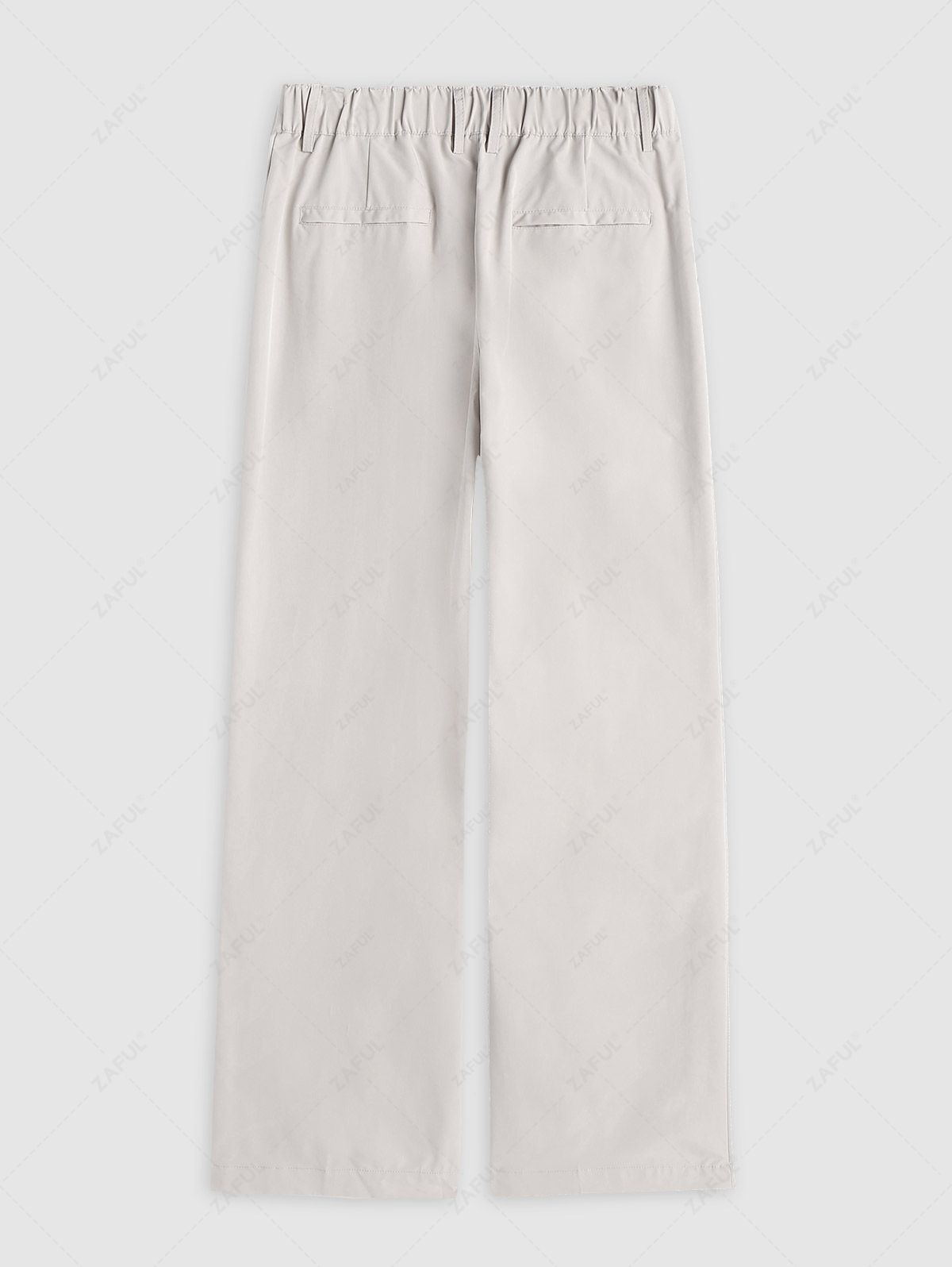 Men\'s Daily Casual Solid Color Zipper Fly Pocket Straight Pants LIGHT KHAKI - PURECLO