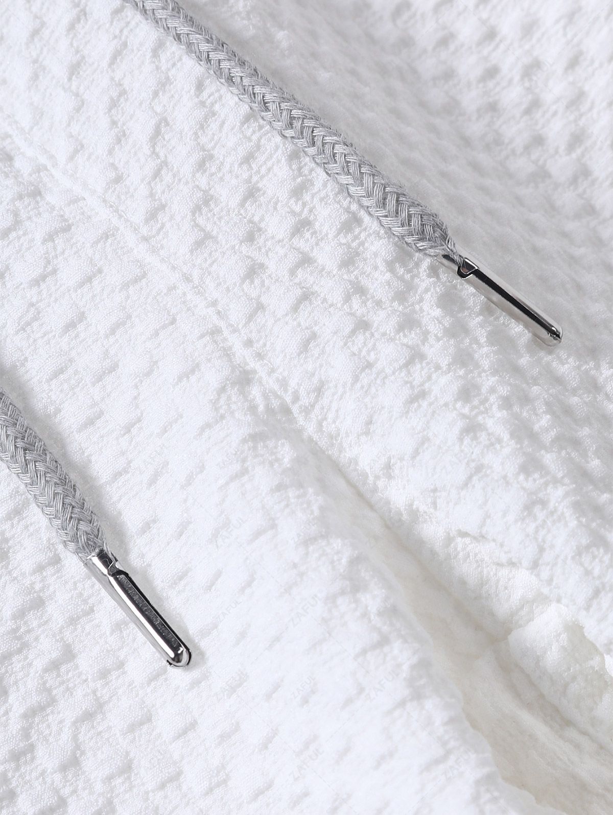 Men\'s Matching Two Piece Co Ord Solid Color Textured Button Up Short Sleeves Shirt and Drawstring Casual Shorts Set LIGHT BLUE WHITE - PURECLO