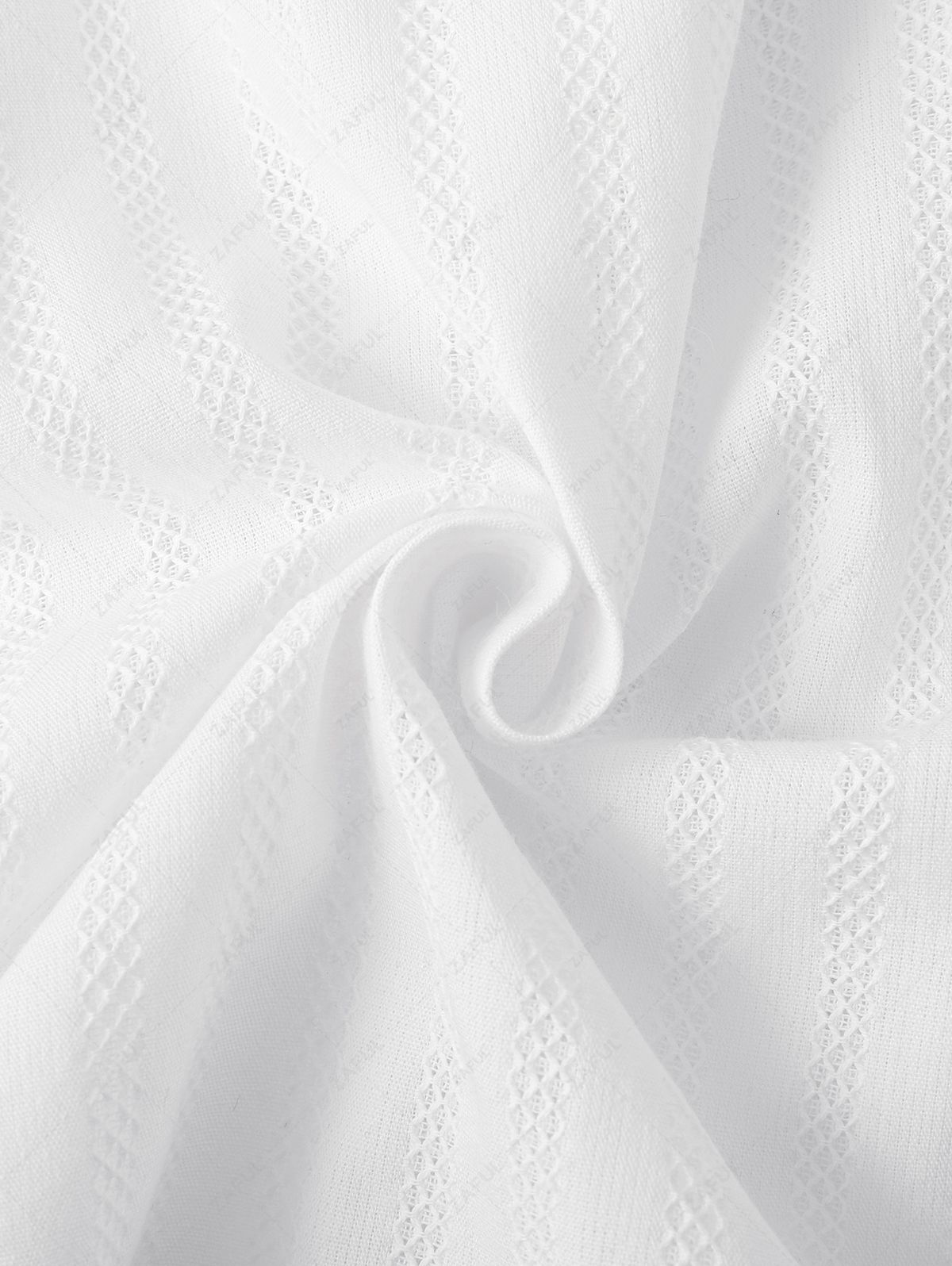 Men\'s Shadow Stripes Textured Front Pocket Design Button Up Short Sleeves Shirt WHITE - PURECLO