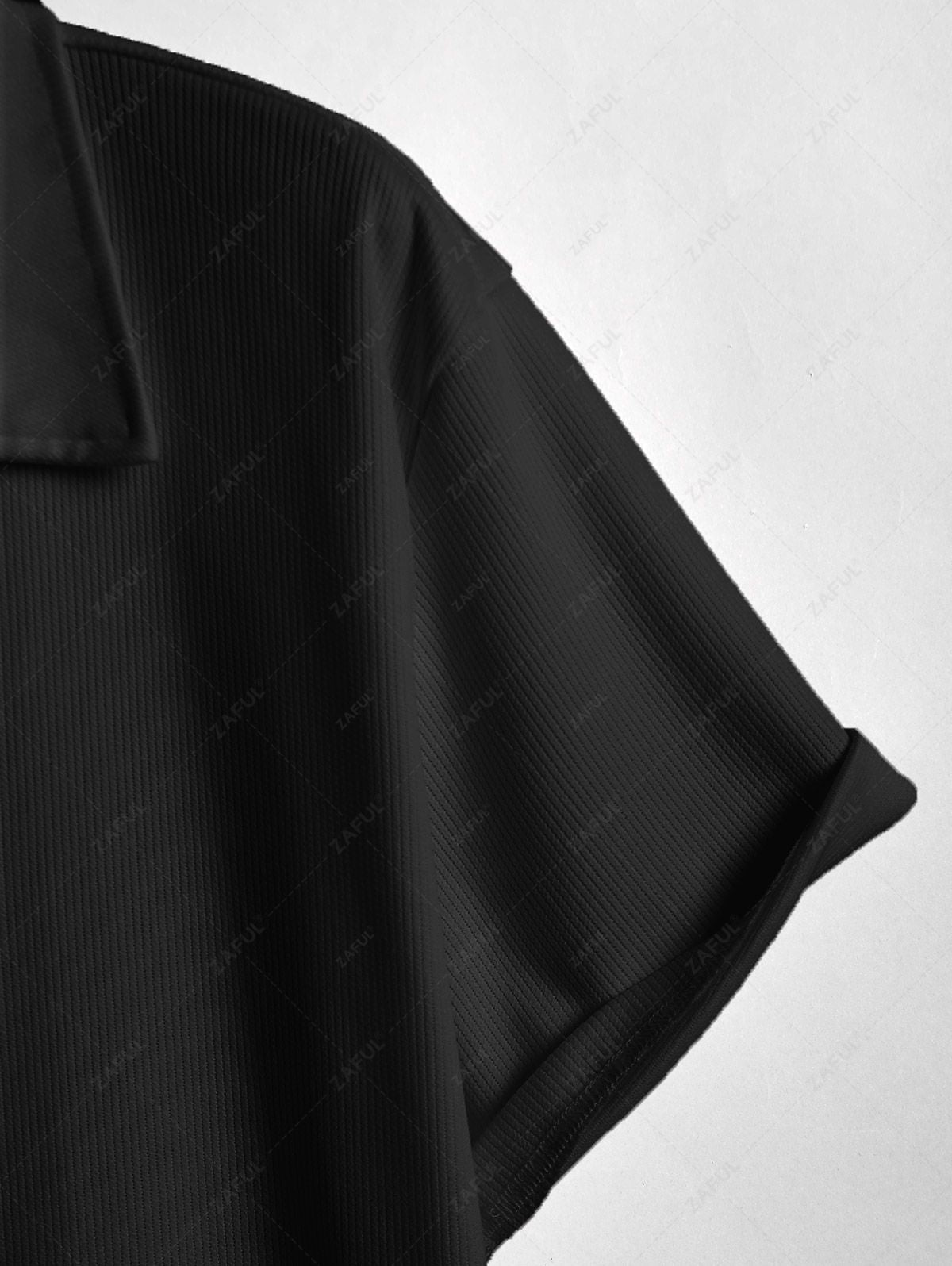 Men\'s Solid Color Ribbed Camp Collar Button Up Short Sleeves Shirt and Cotton and Linen Straight Leg Pants Set BLACK MULTI WHITE - PURECLO