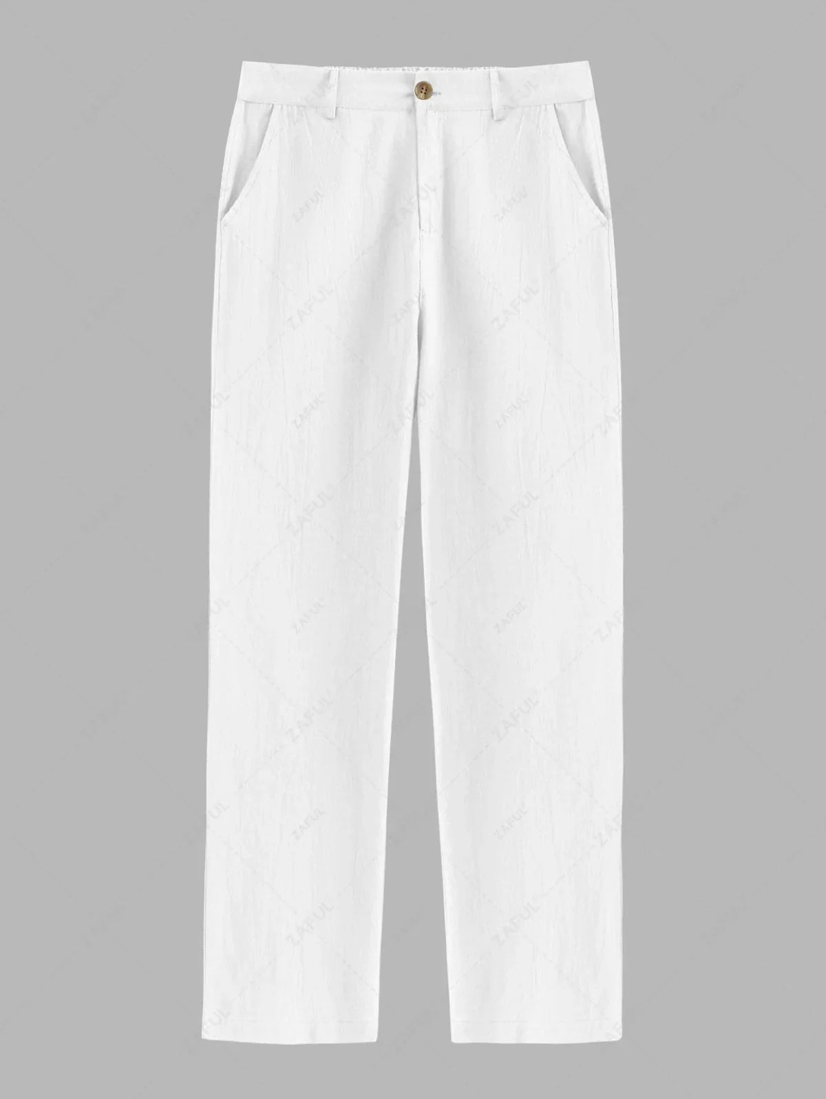 Men\'s Vertical Stripes Vacation Casual Short Sleeves Shirt And Solid Color Cotton and Linen Straight Leg Pants Set GREEN BLUE LIGHT BLUE - PURECLO