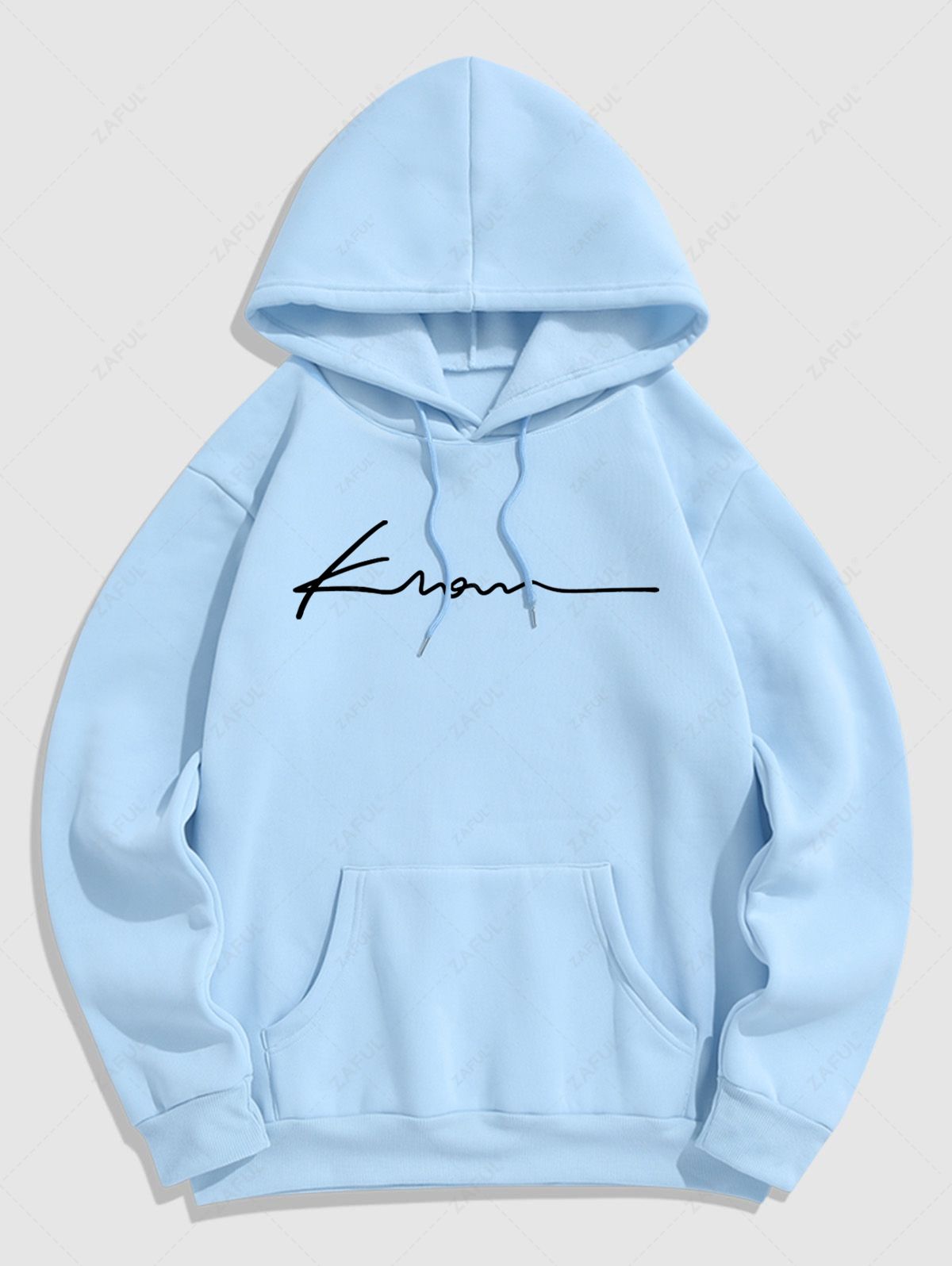 Men\'s Minimalist Style Letter Pattern Fuzzy Fleece-lined Kangaroo Pocket Design Pullover Hoodie And Drawstring Jogger Sweatpants Set LIGHT BLUE BLACK LIGHT COFFEE GRAY DEEP GREEN WHITE RED - PURECLO