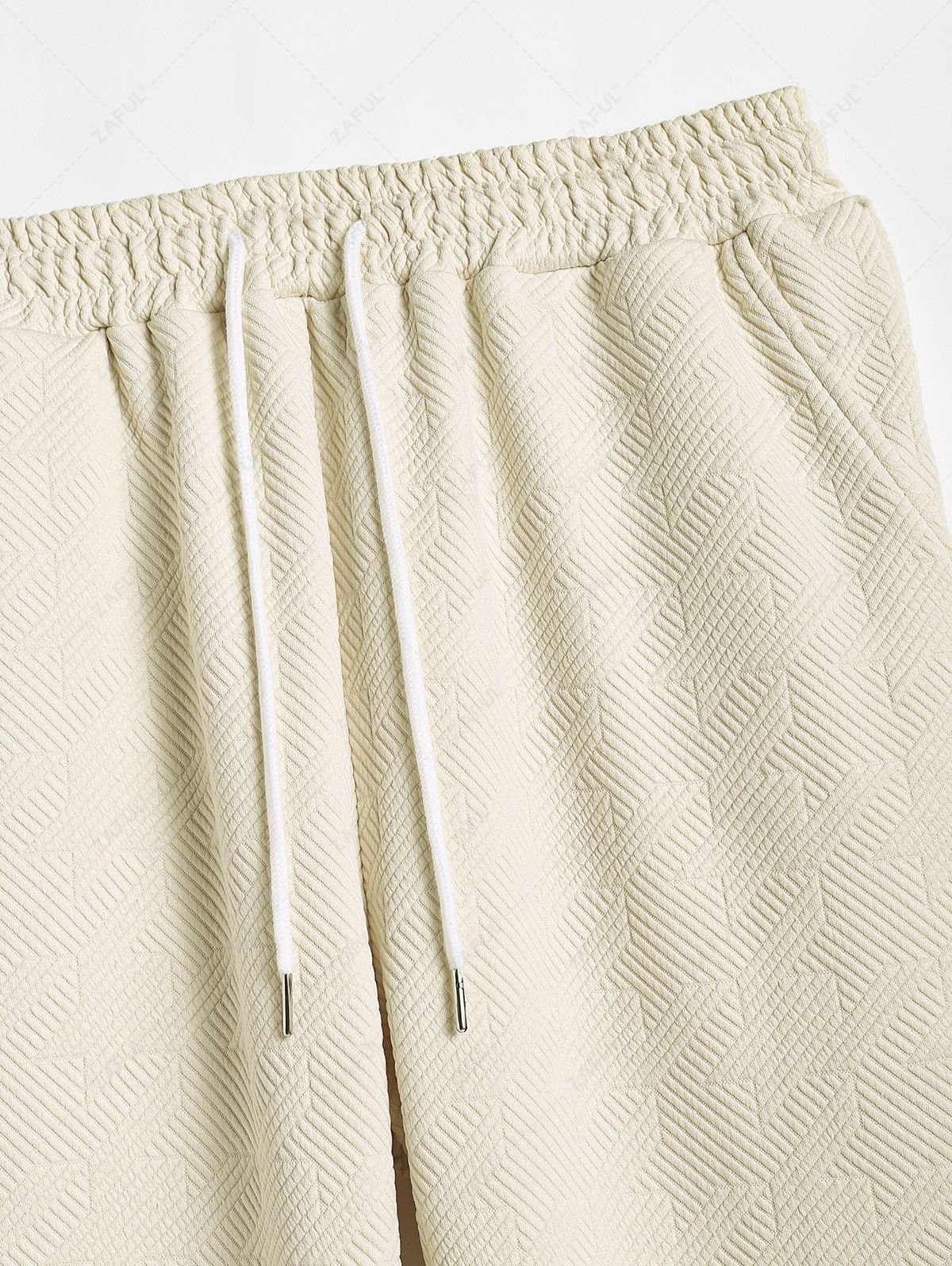 Men\'s Embossed Textured Slant Pockets Drawstring Straight Leg Pants LIGHT COFFEE - PURECLO