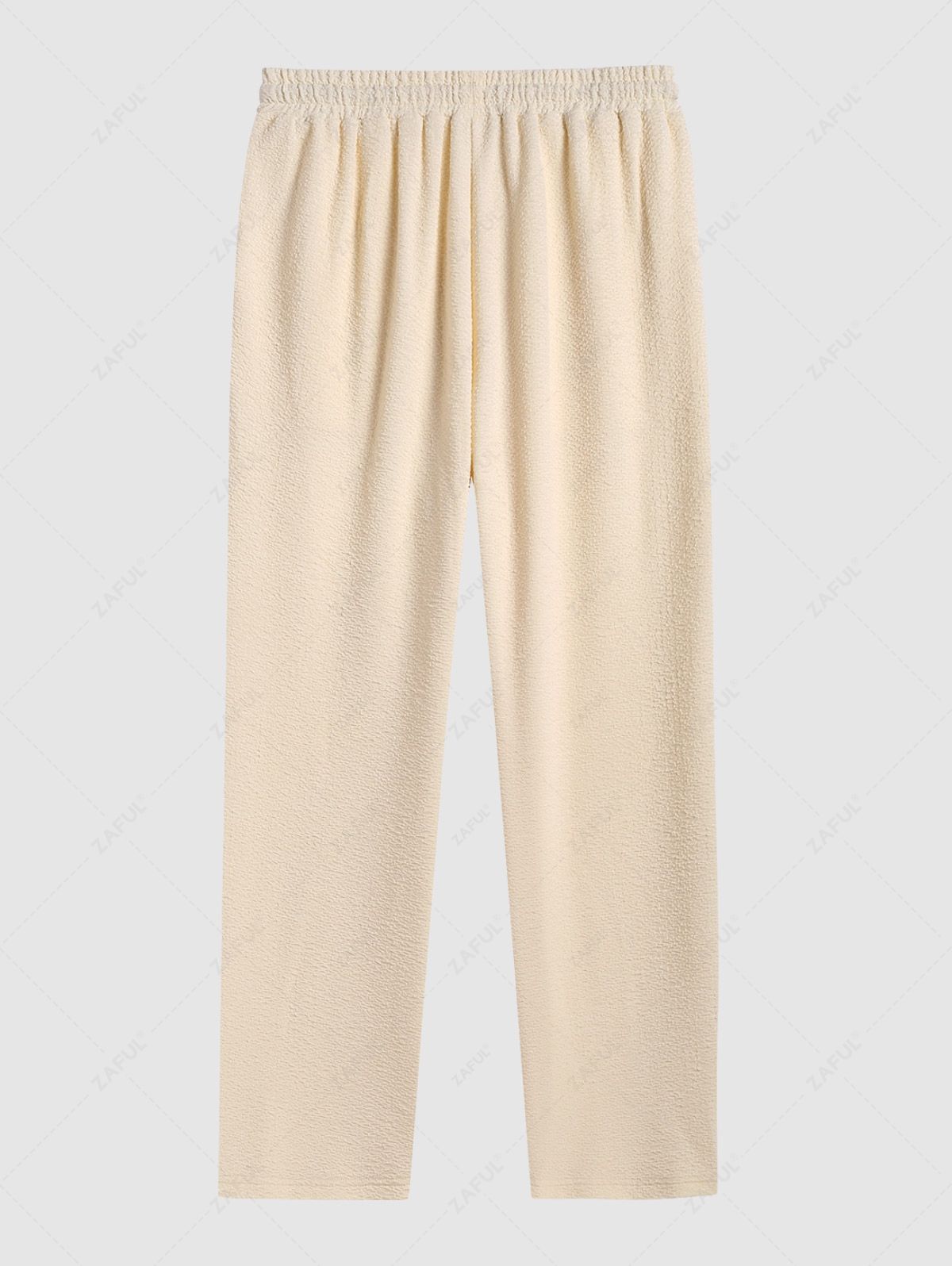 Men\'s Casual Embossed Textured Drawstring Straight Leg Pants LIGHT YELLOW - PURECLO
