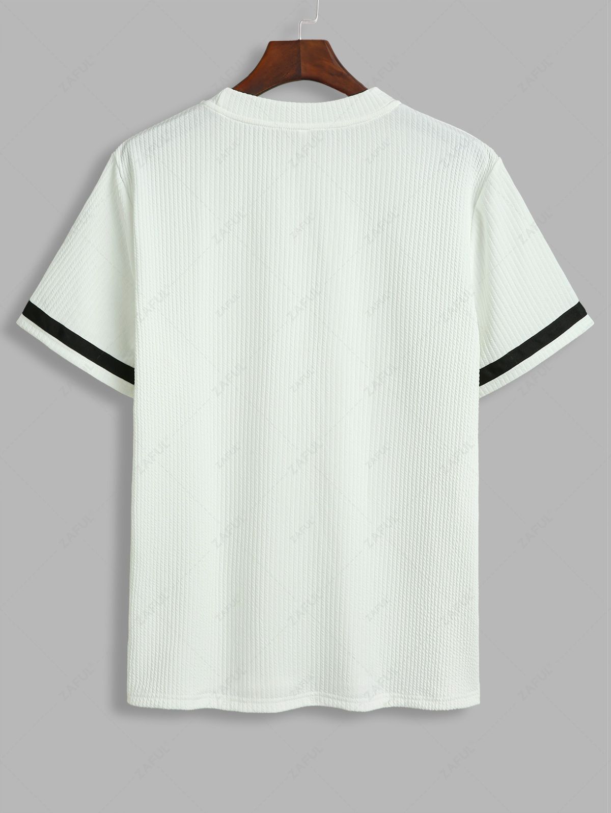 Men\'s Colorblock Jacquard Textured Patch Design Crew Neck Short Sleeves T-Shirt And Drawstring Casual Shorts Set WHITE - PURECLO