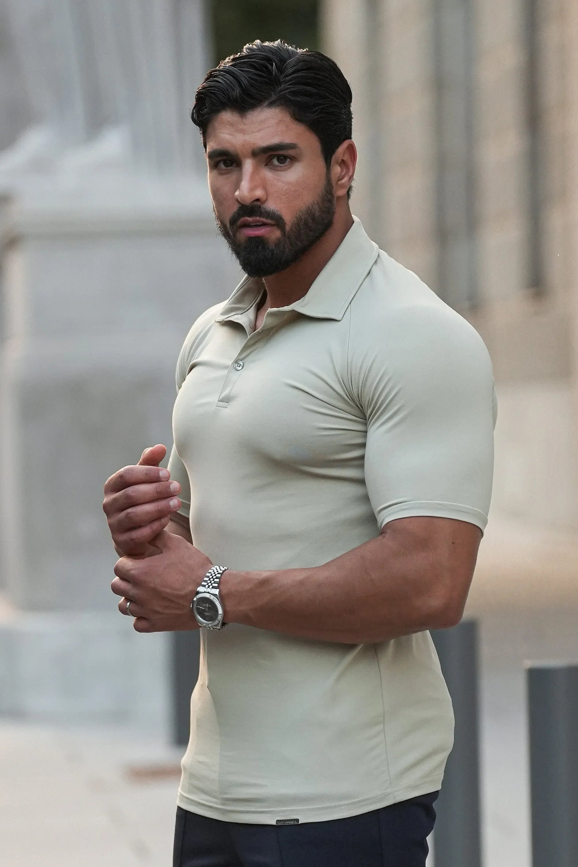 THE MUSCLE BUTTON POLO - PURECLO
