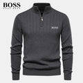 PureClo™ HB Zip-Up Sweater in Gray – refined men’s knitwear combining comfort, warmth, and understated luxury.