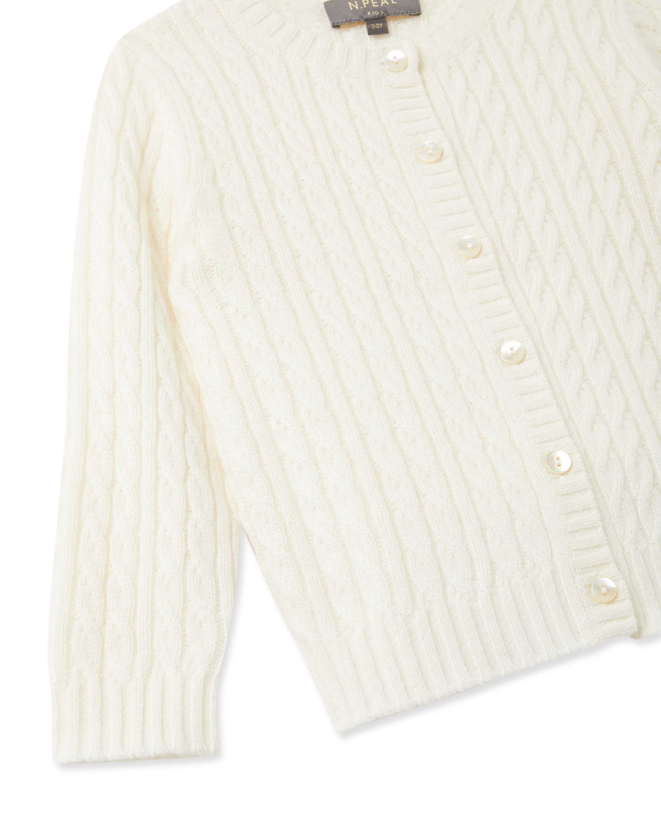 N.Peal Cashmere Cable Cardigan New Ivory White