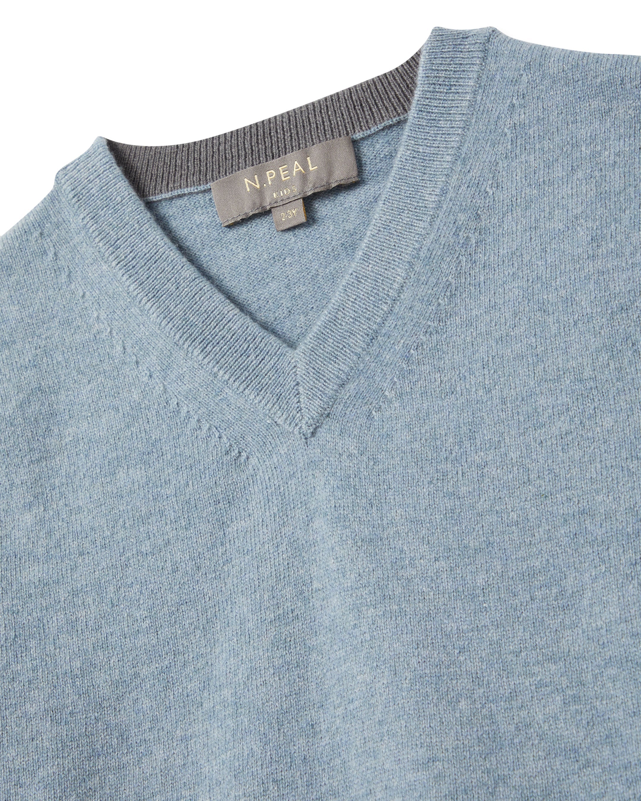 N.Peal Boys Cashmere Slipover Heather Blue