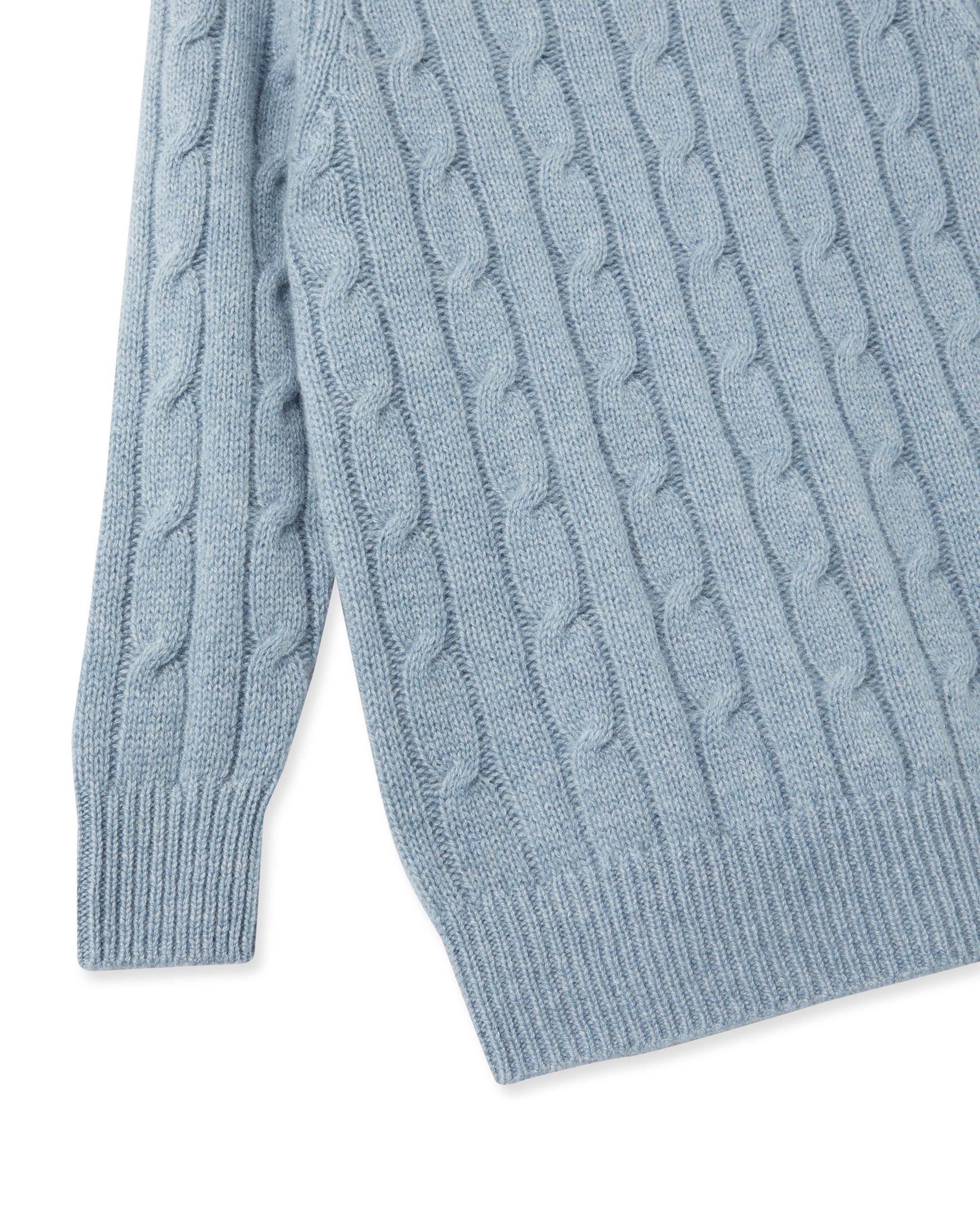 N.Peal Boys Cable Roll Neck Cashmere Jumper Heather Blue