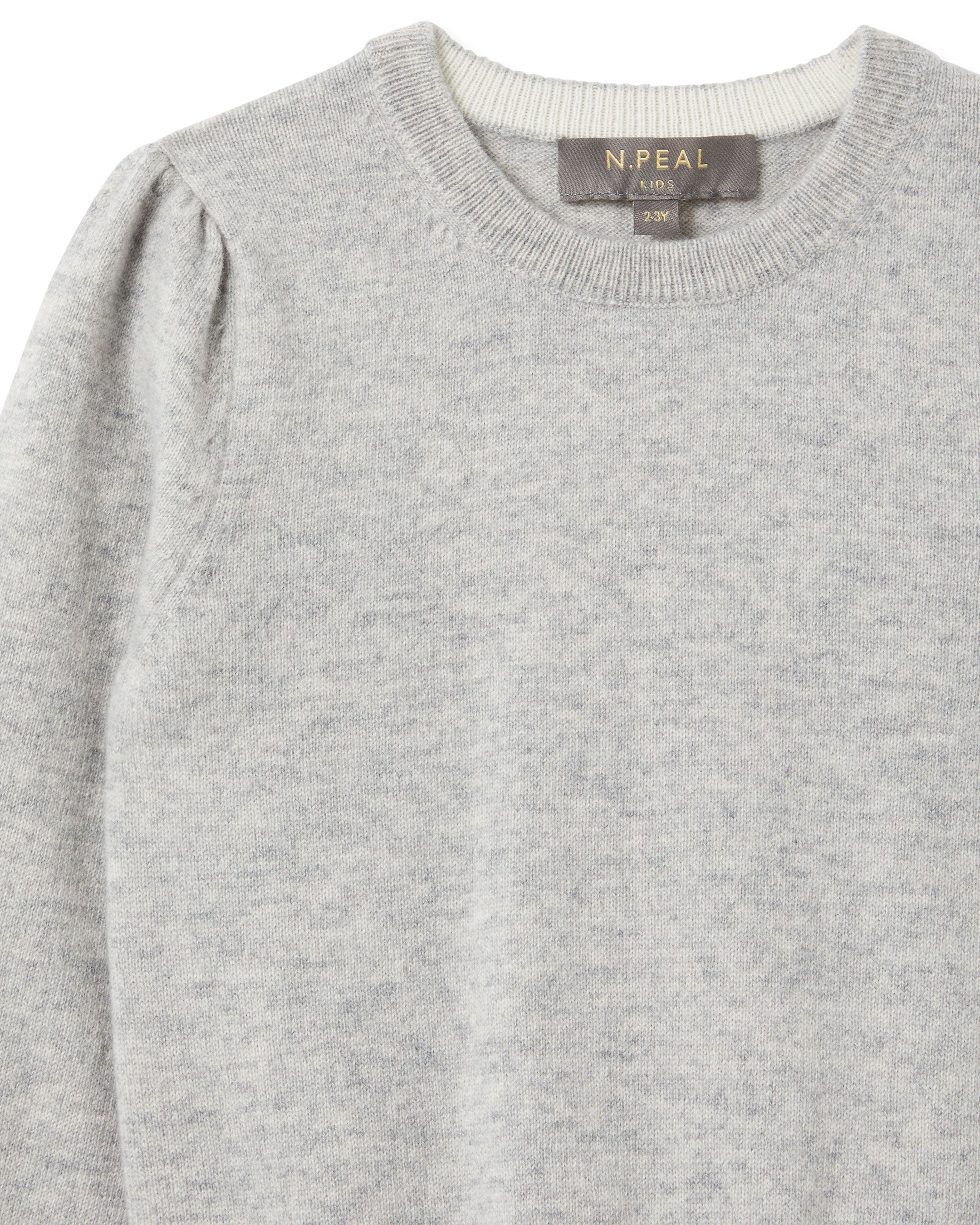 N.Peal Girls Round Neck Cashmere Jumper Fumo Grey