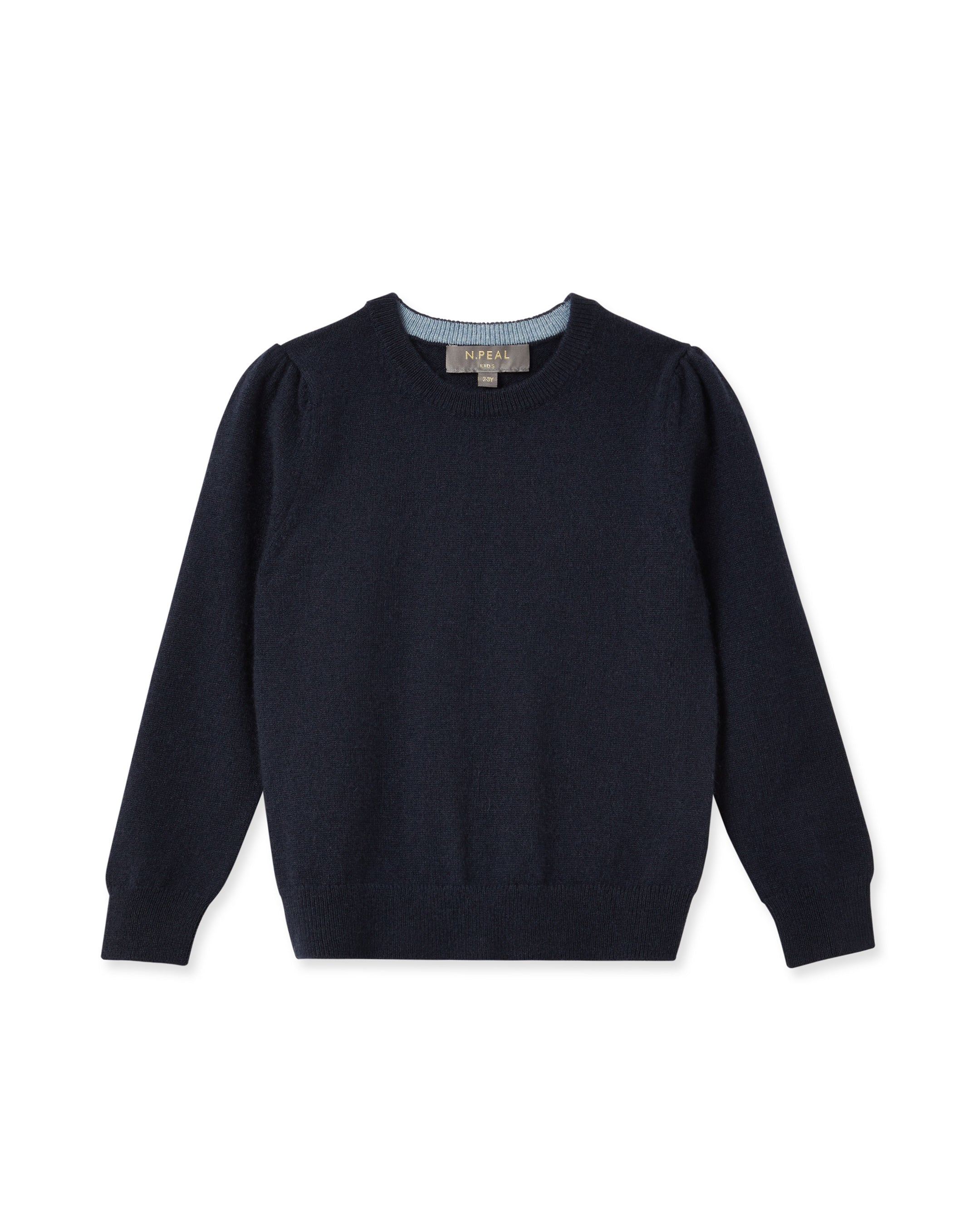 N.Peal Girls Round Neck Cashmere Jumper Navy Blue