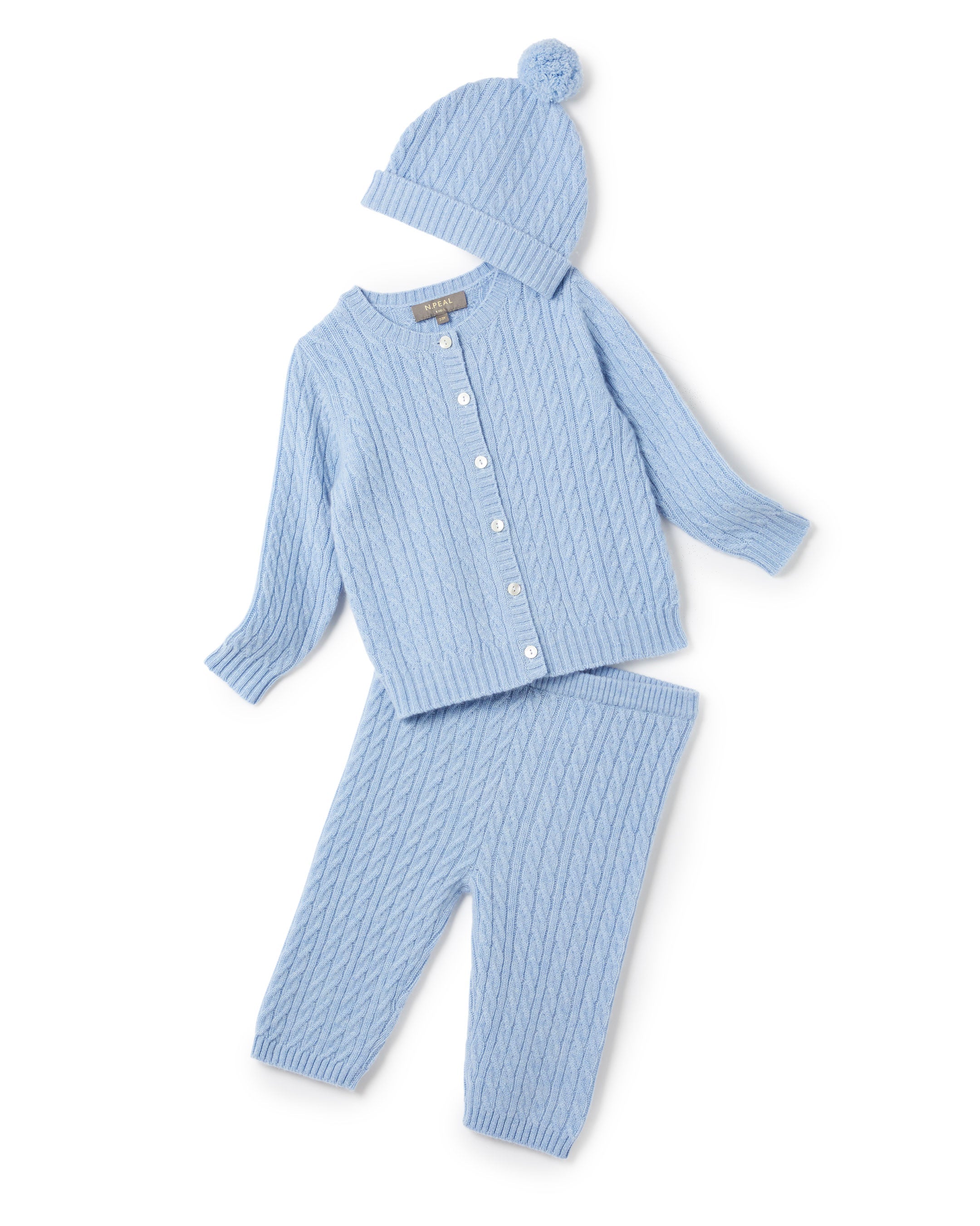 N.Peal Cable Cashmere Leggings Cornflower Blue