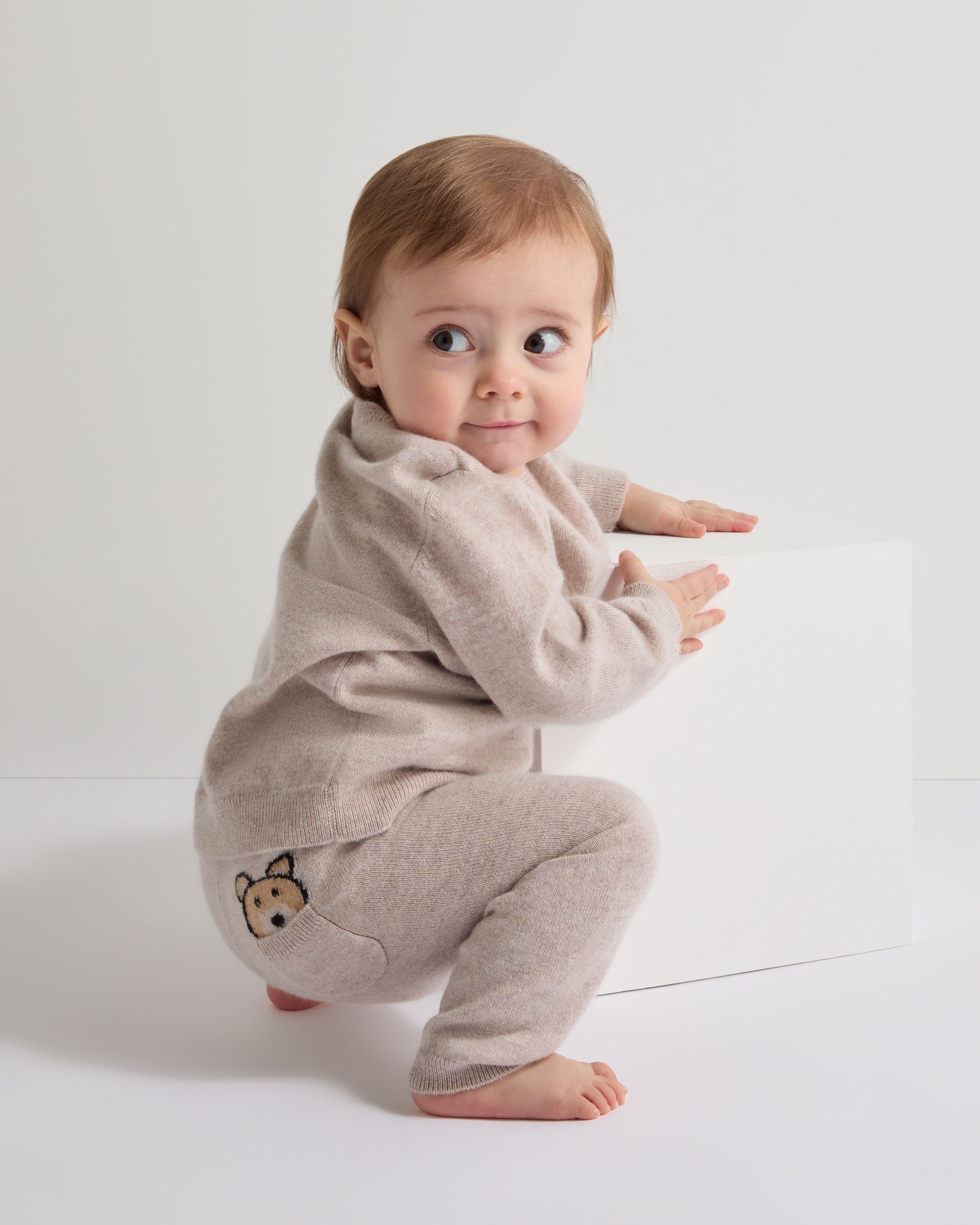 N.Peal Bear Pocket Cashmere Leggings Light Oatmeal Brown