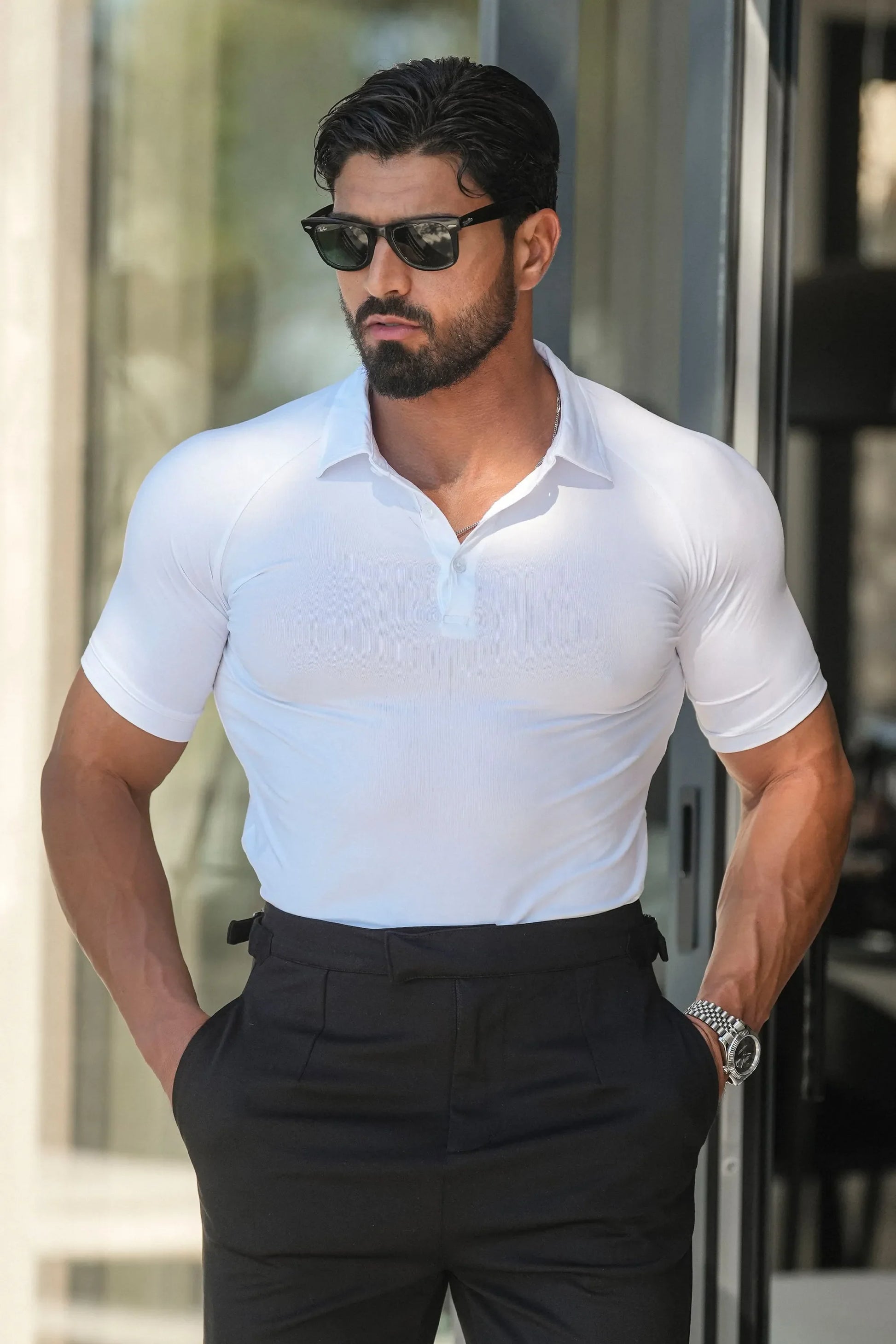 THE MUSCLE BUTTON POLO - PURECLO