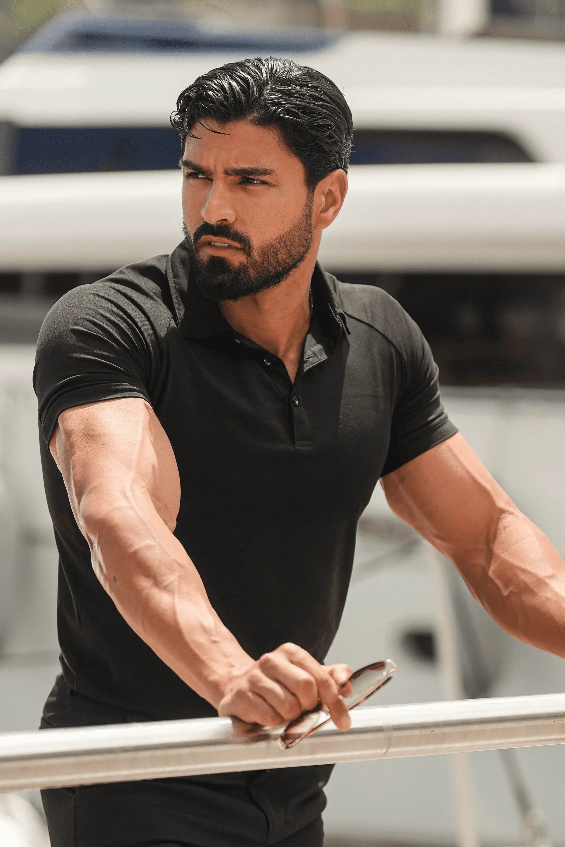 THE MUSCLE BUTTON POLO - PURECLO