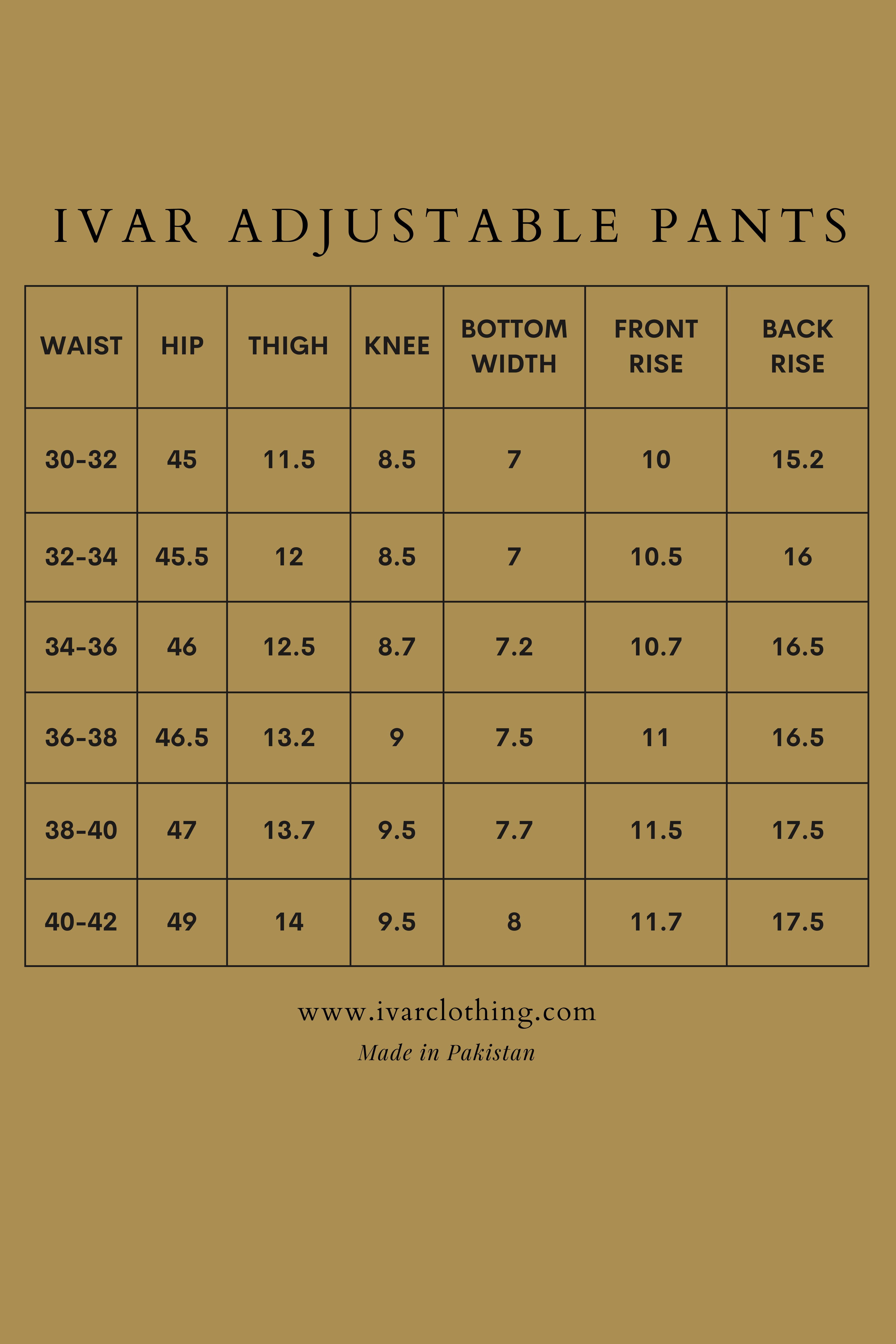 IVAR® Walnut Brown Adjustable pleated pants