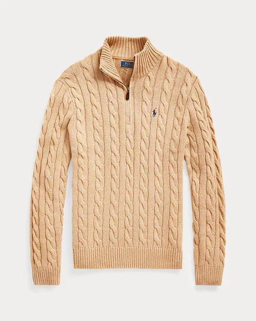 Cable-Knit Cotton Quarter-Zip Jumper - PURECLO
