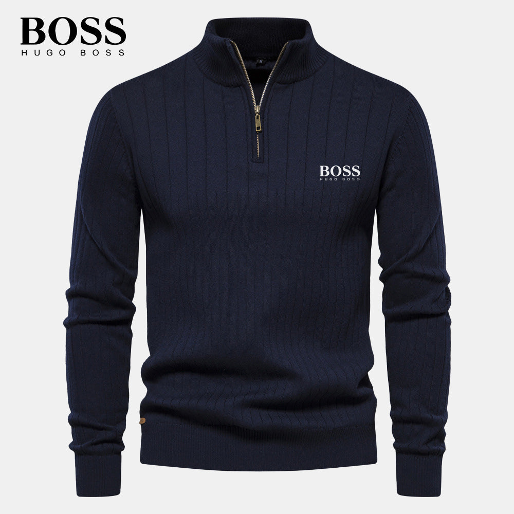 PureClo™ HB Zip-Up Sweater in Navy Blue – classic color that embodies timeless confidence and quiet refinement.