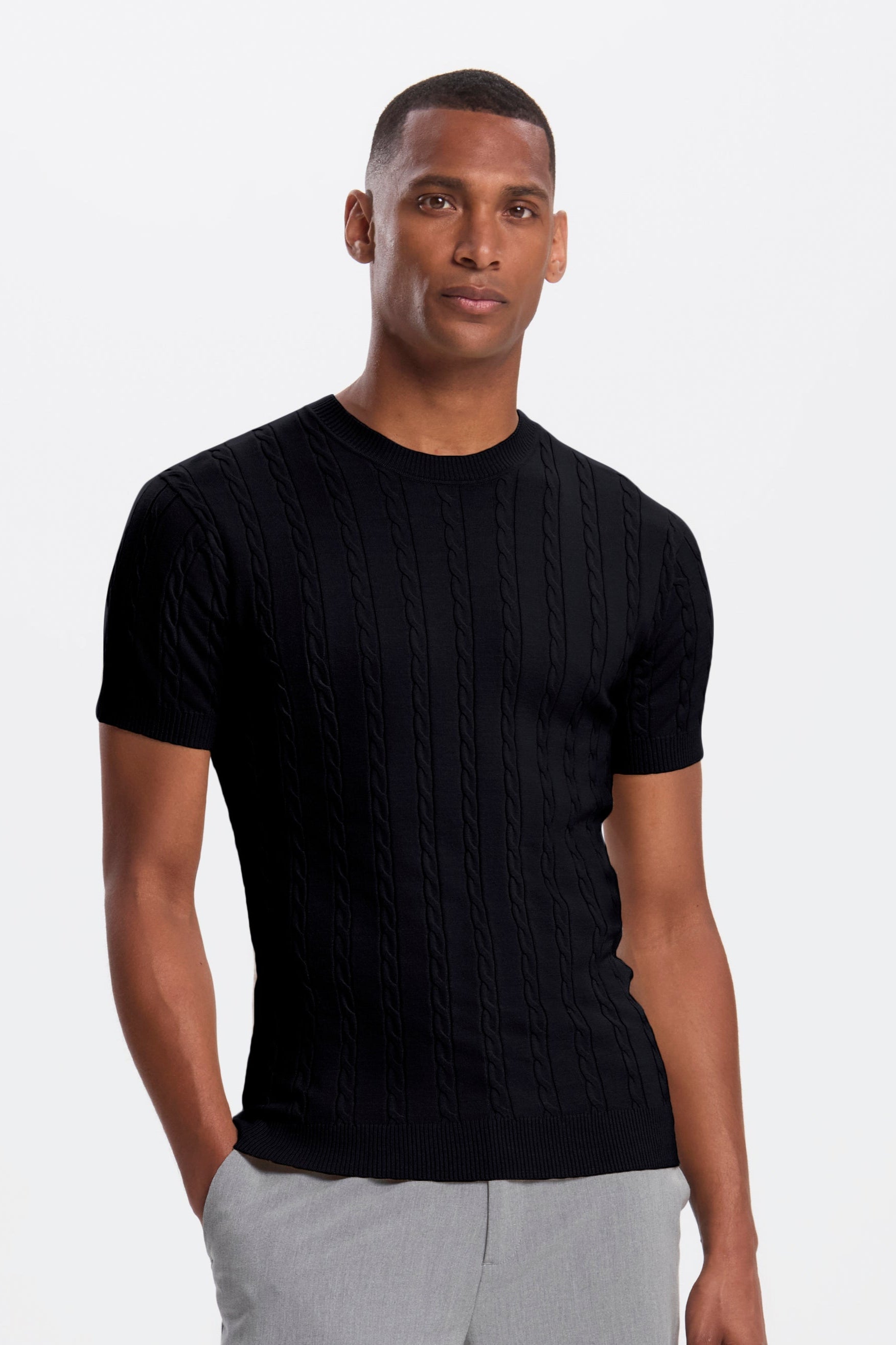 THE CABLE SHORT SLEEVE T-SHIRT - PURECLO