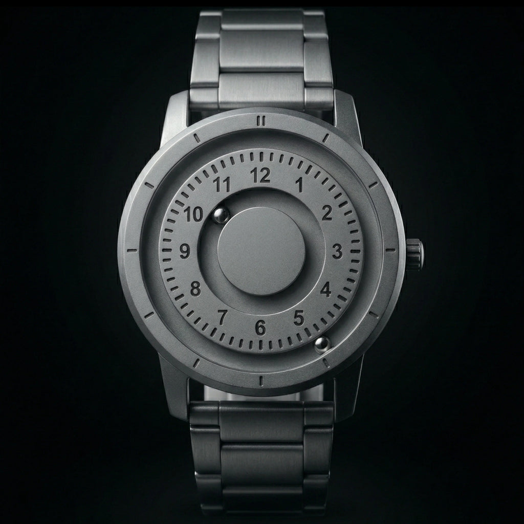 Magneto Metal Natural Number Silver Watch Classic